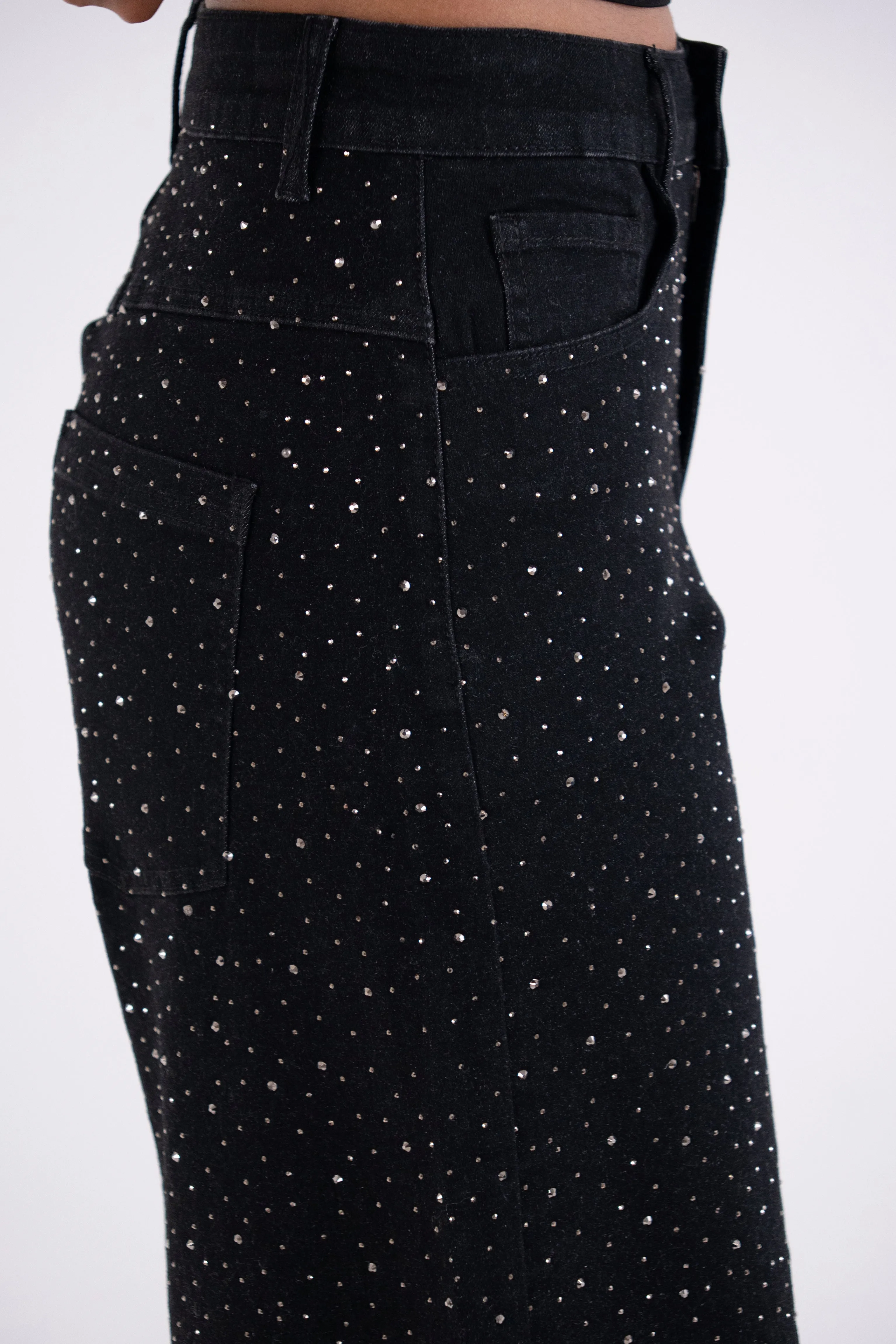 Demi Rich Cotton Black Diamante Flare Jeans sold by AMYLYNN product image thumbnail 4