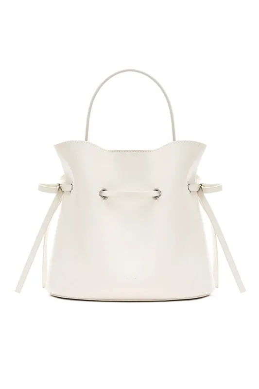 Lyon White Leather Bucket Bag sold by AMYLYNN