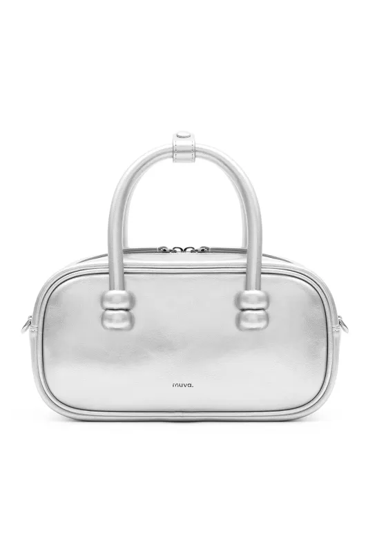 Boston Silver Leather Crossbody Rectangle Bag sold by AMYLYNN