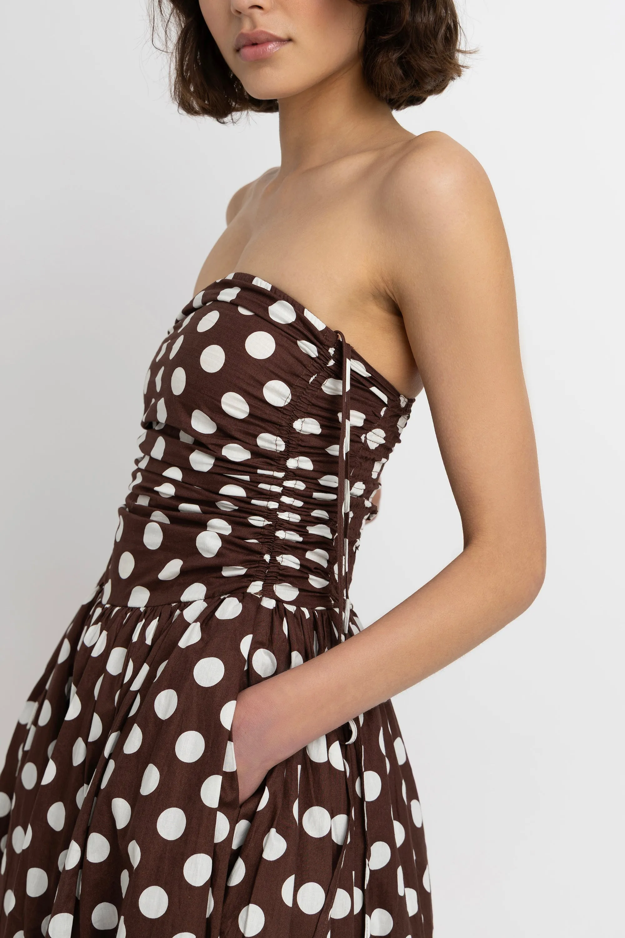 Alexa Rich Cotton Brown Polka Dot Puffball Dress sold by AMYLYNN product image thumbnail 2
