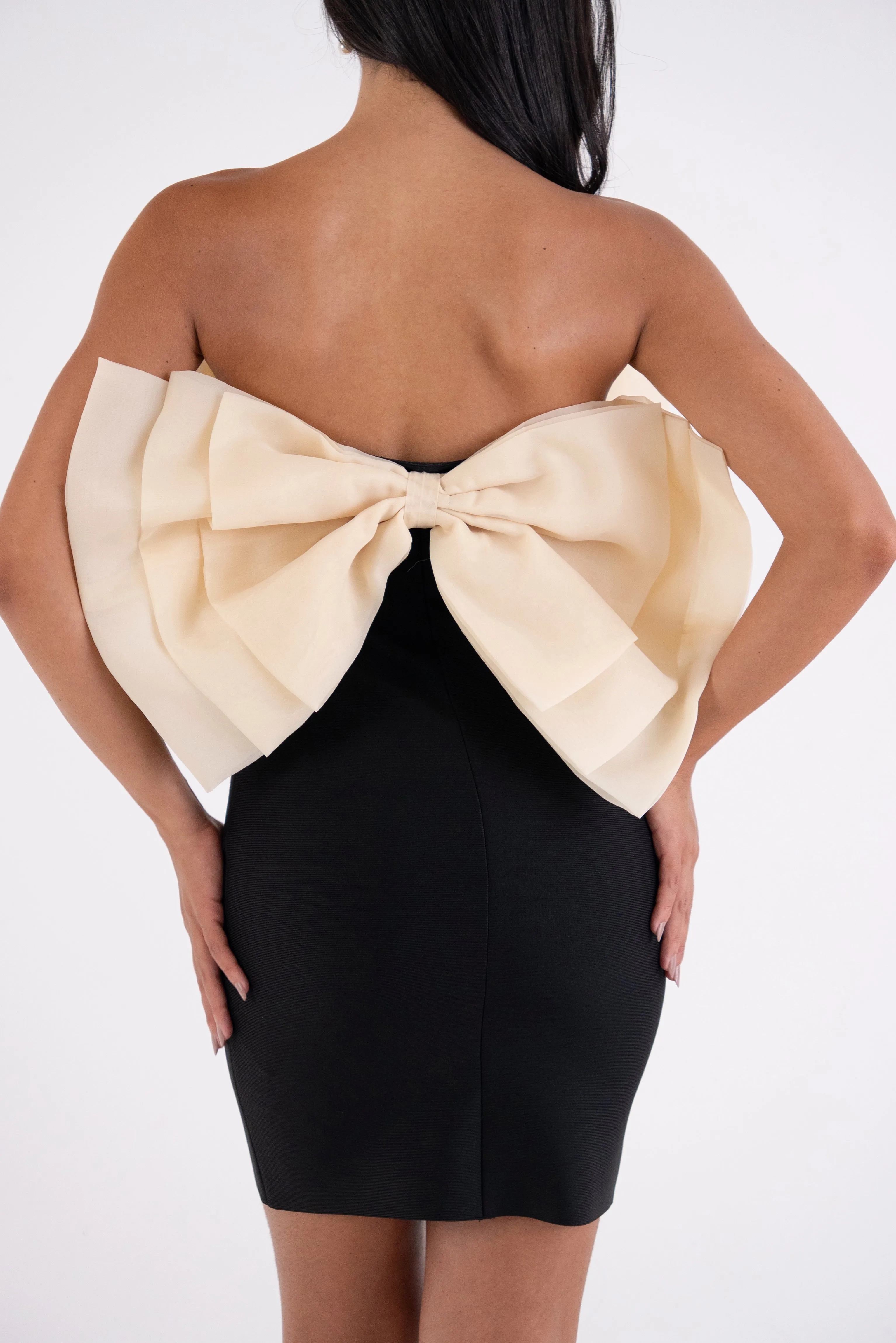 Oscar Black Bandage Organza Bow Mini Dress sold by AMYLYNN product image thumbnail 5