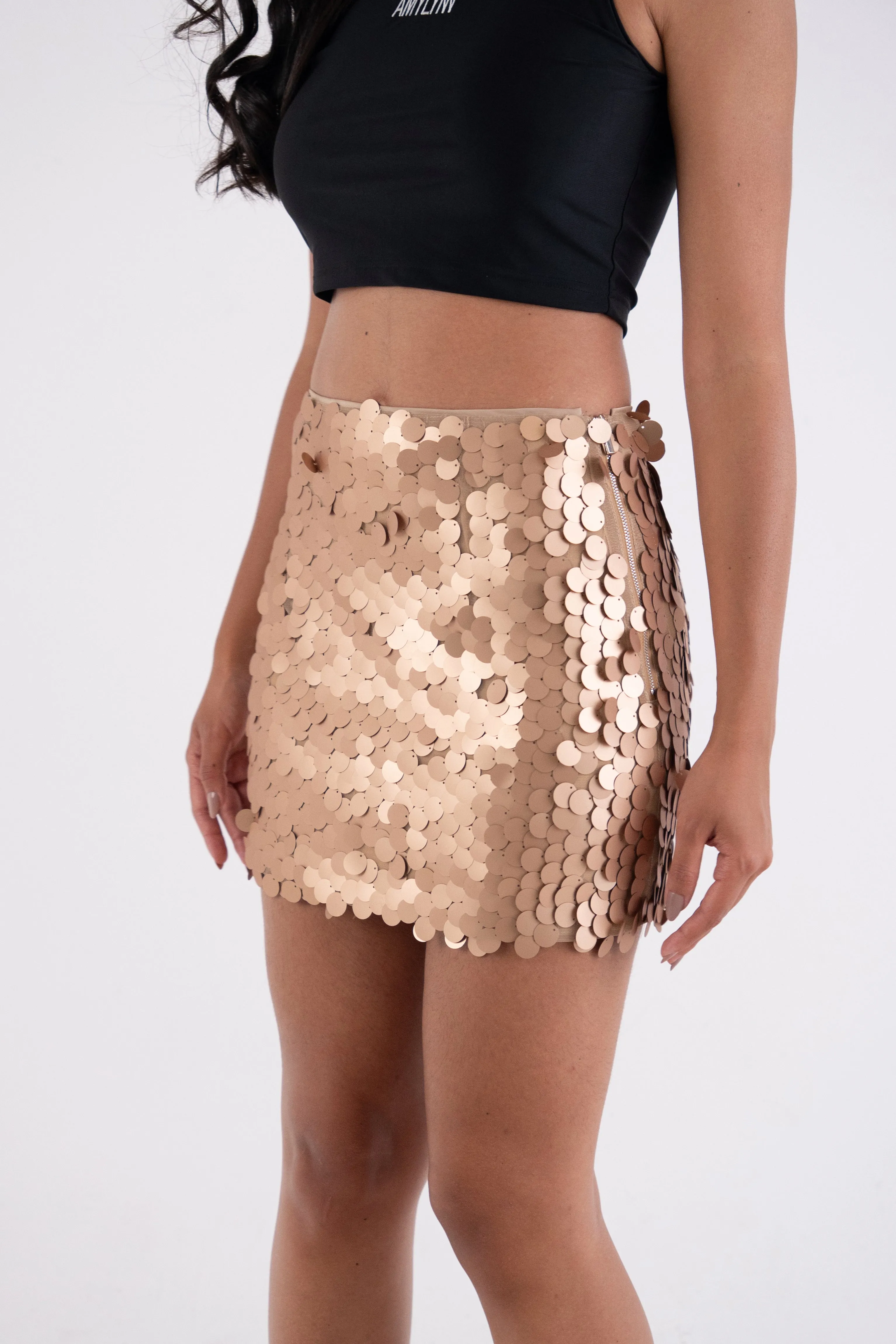 Goldie Matte Disc Sequin Mini Skirt sold by AMYLYNN product image thumbnail 4