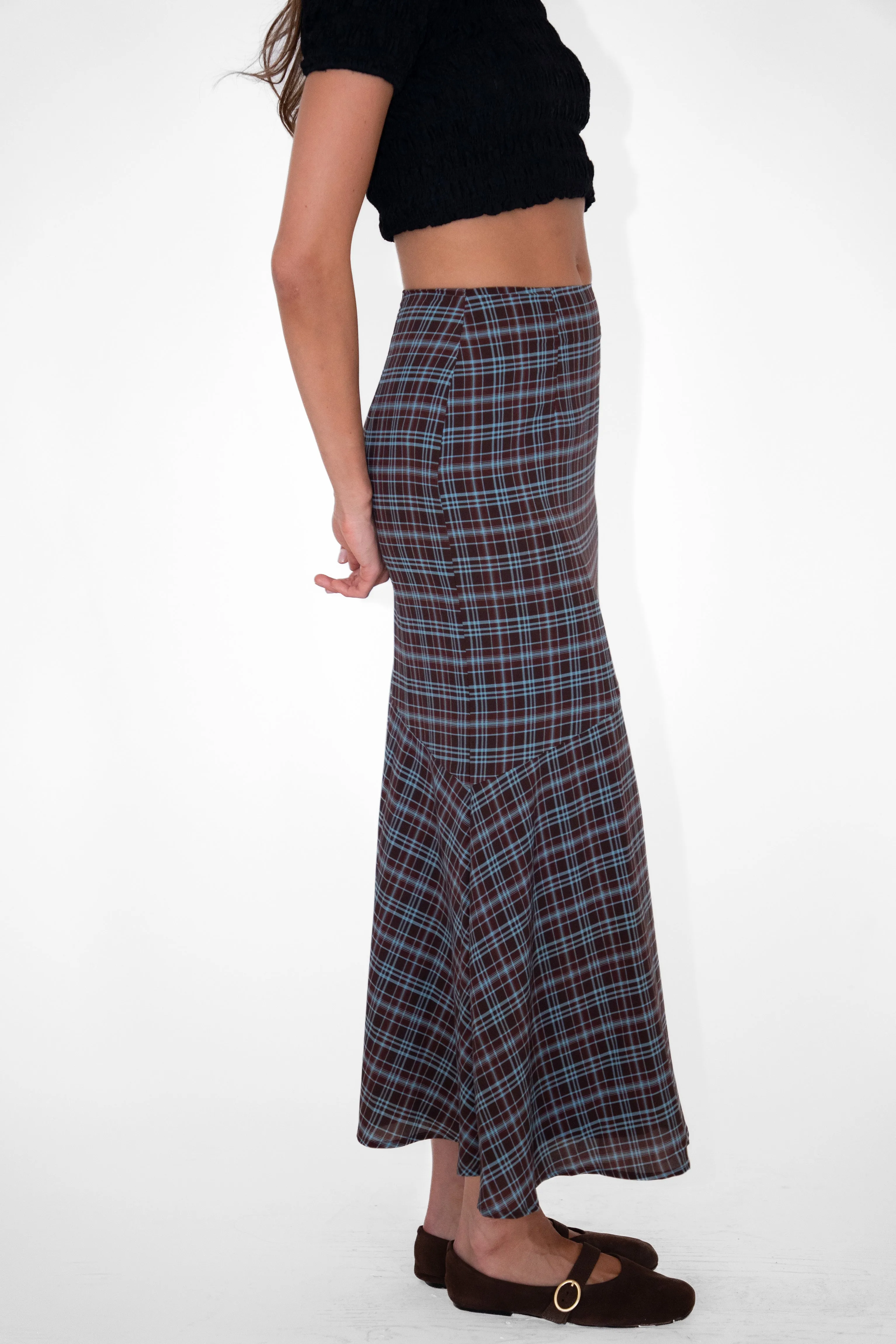 Alma Heritage Check Chiffon Asymmetric Maxi Skirt sold by AMYLYNN product image thumbnail 2