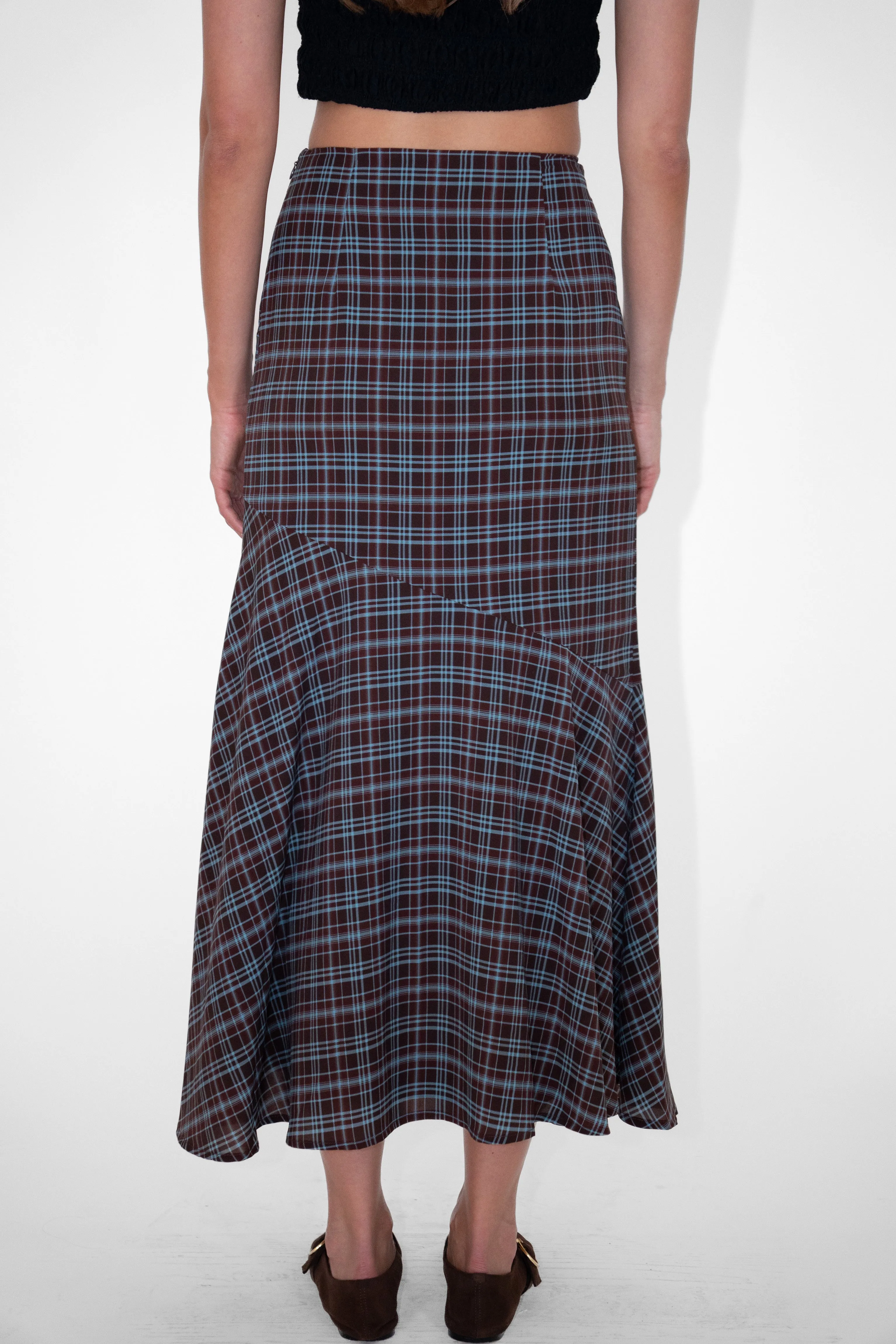 Alma Heritage Check Chiffon Asymmetric Maxi Skirt sold by AMYLYNN product image thumbnail 3
