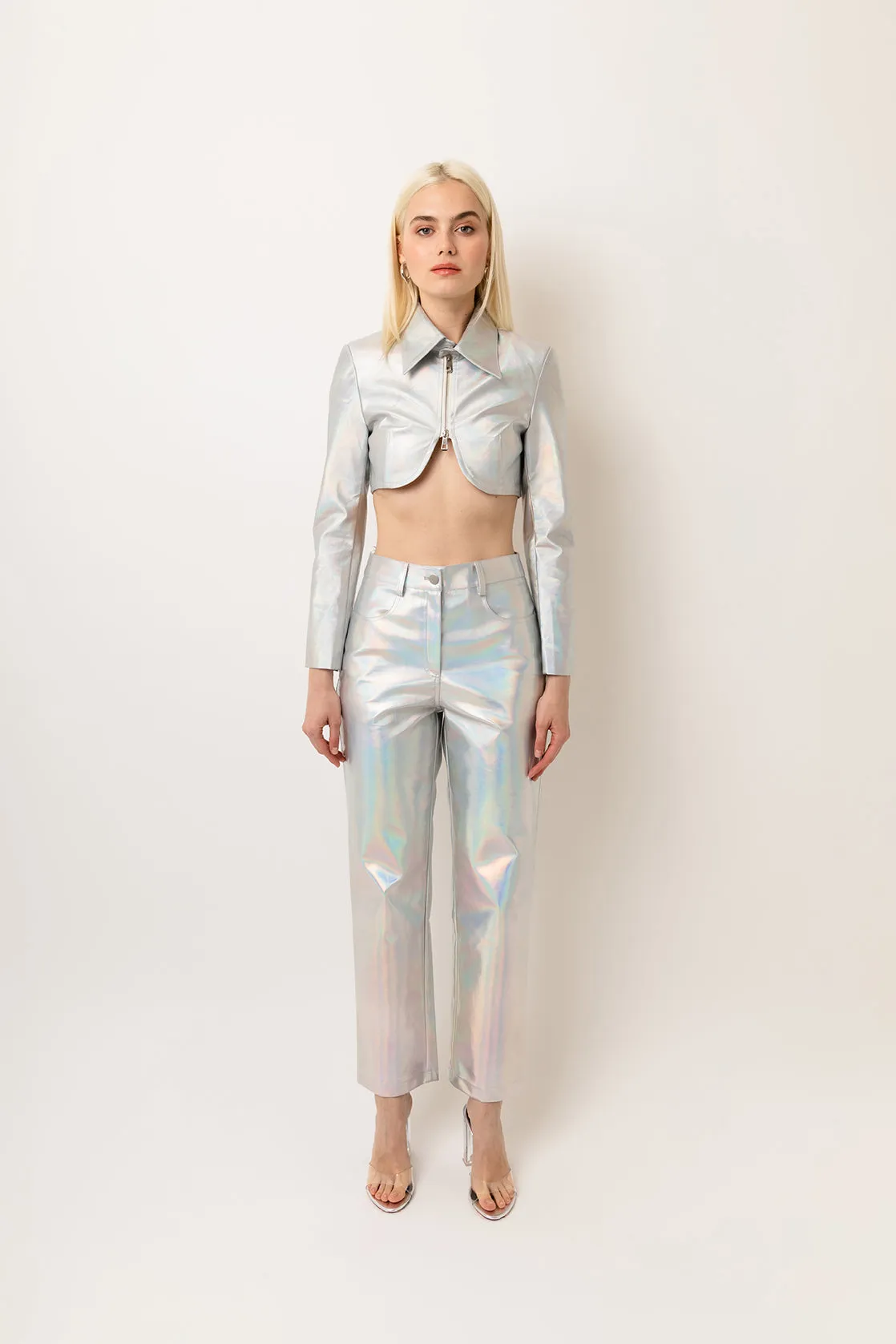Space Neon Silver Metallic Trousers sold by AMYLYNN product image thumbnail 3