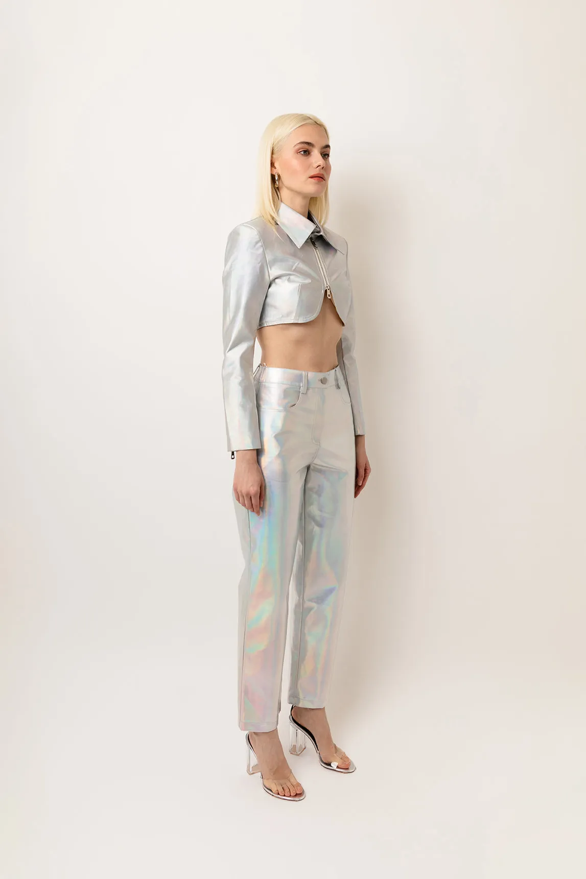Space Neon Silver Metallic Trousers sold by AMYLYNN product image thumbnail 4
