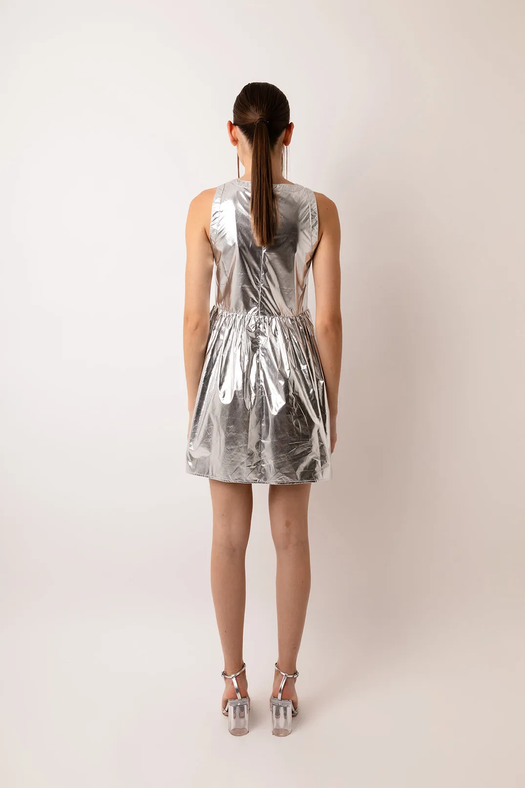 London Silver Metallic Mini Dress sold by AMYLYNN product image thumbnail 4