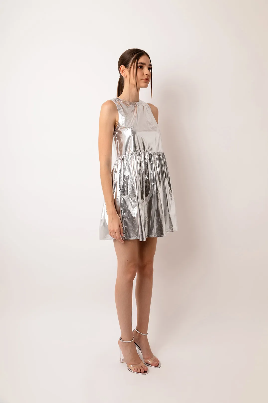 London Silver Metallic Mini Dress sold by AMYLYNN product image thumbnail 3