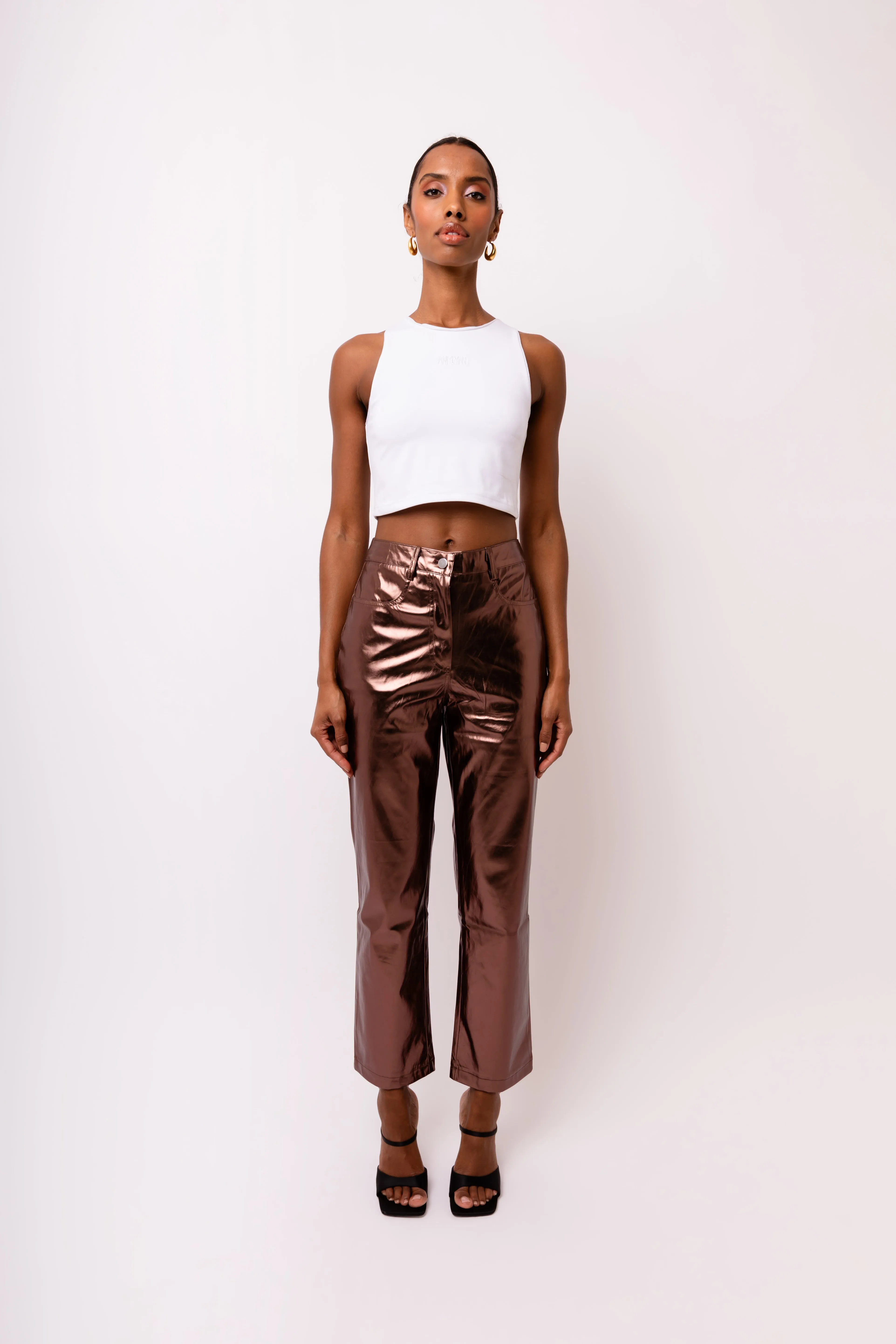 Lupe Mocha Metallic Trousers sold by AMYLYNN product image thumbnail 3