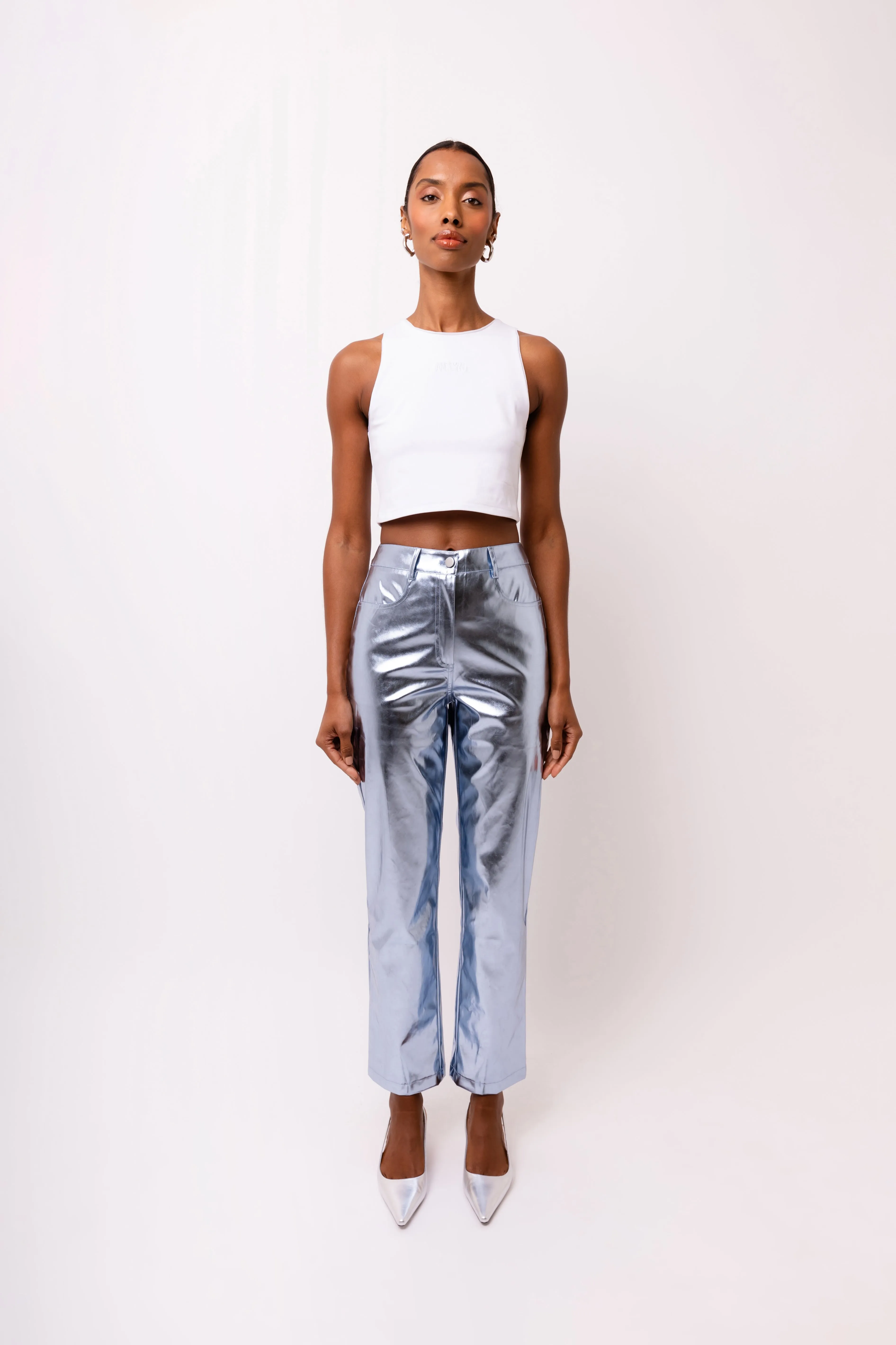 Lupe Arctic Blue Metallic Trousers sold by AMYLYNN product image thumbnail 2