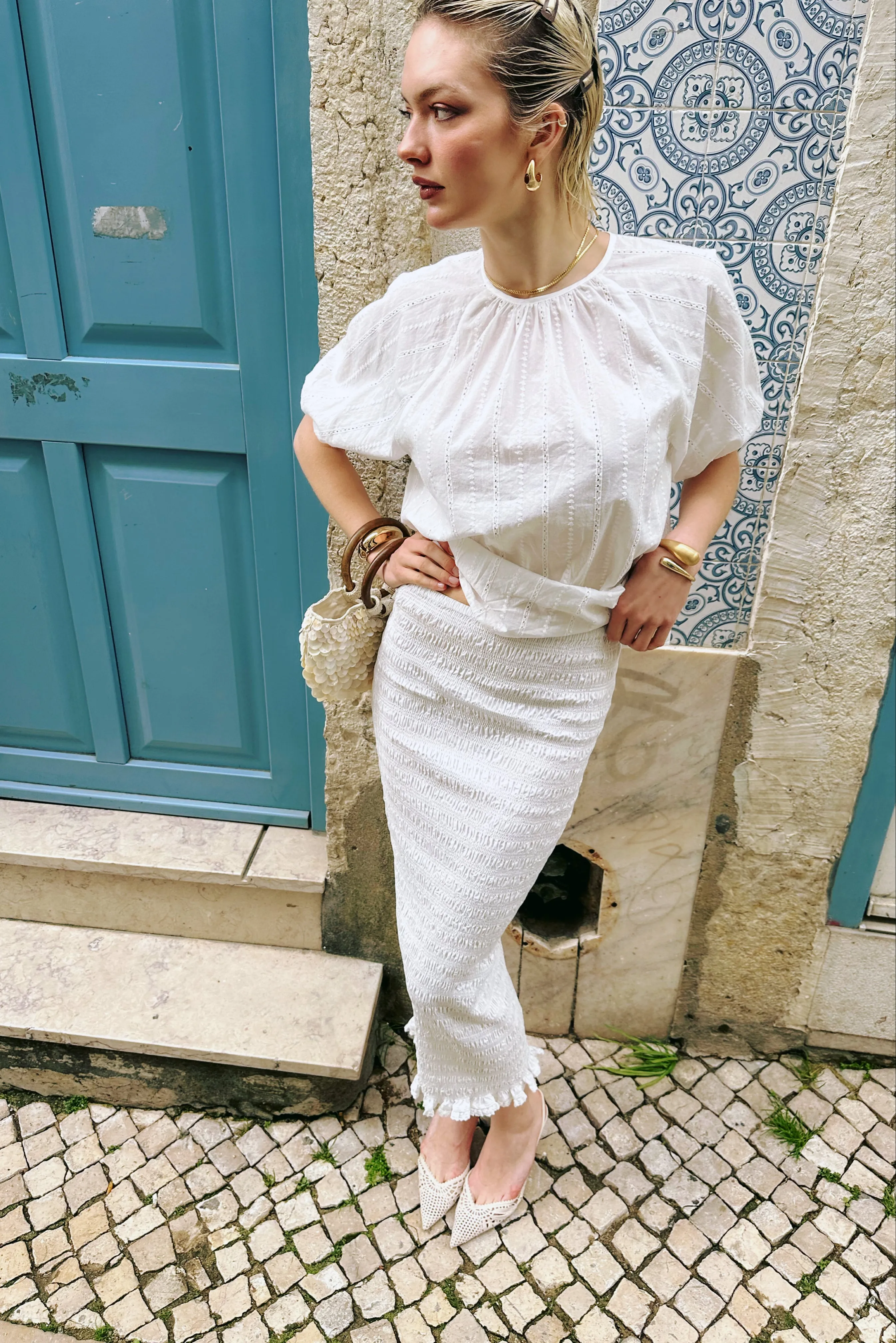 Chelsea Cotton Ivory Maxi Skirt sold by AMYLYNN product image thumbnail 5