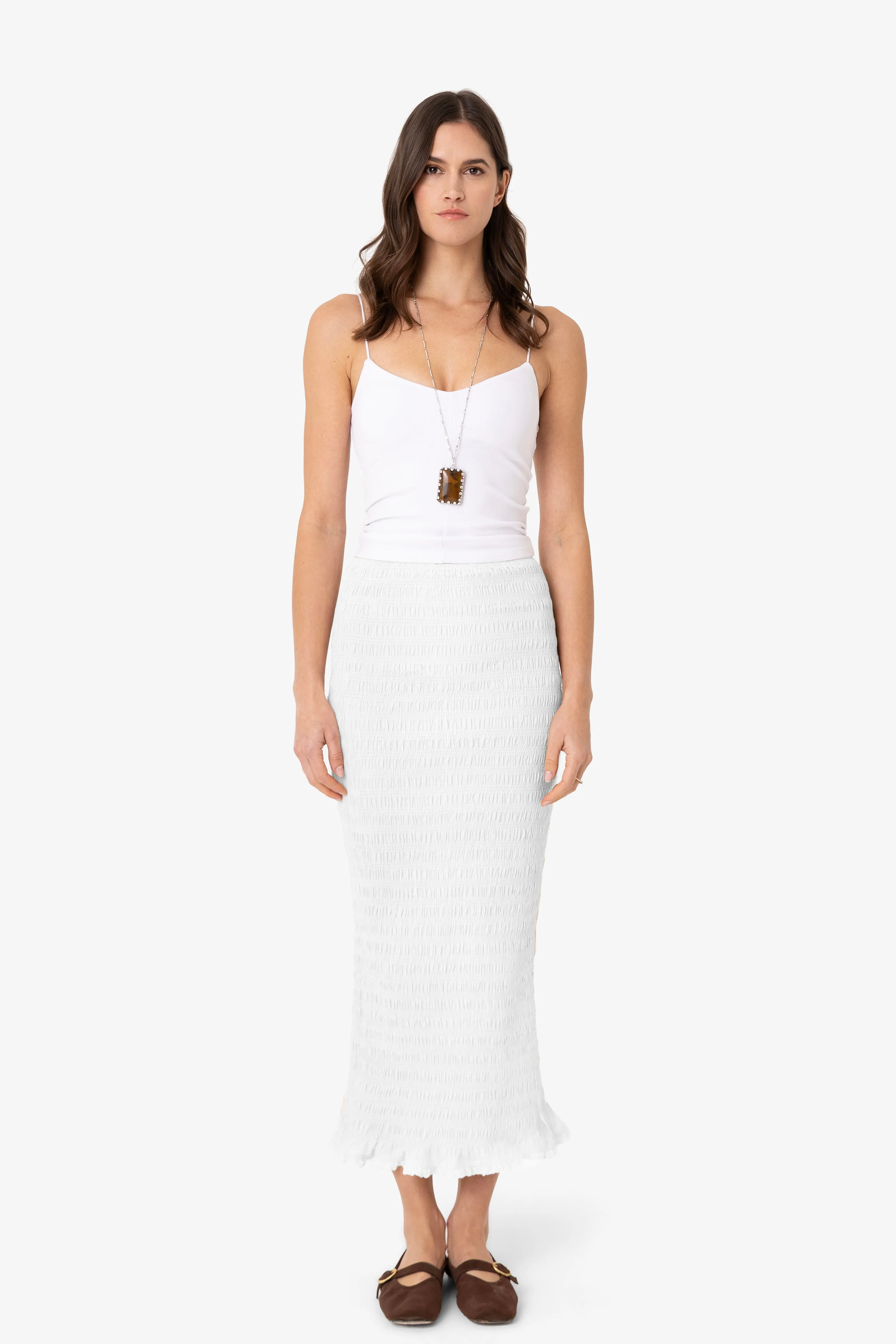 Chelsea Cotton Ivory Maxi Skirt sold by AMYLYNN