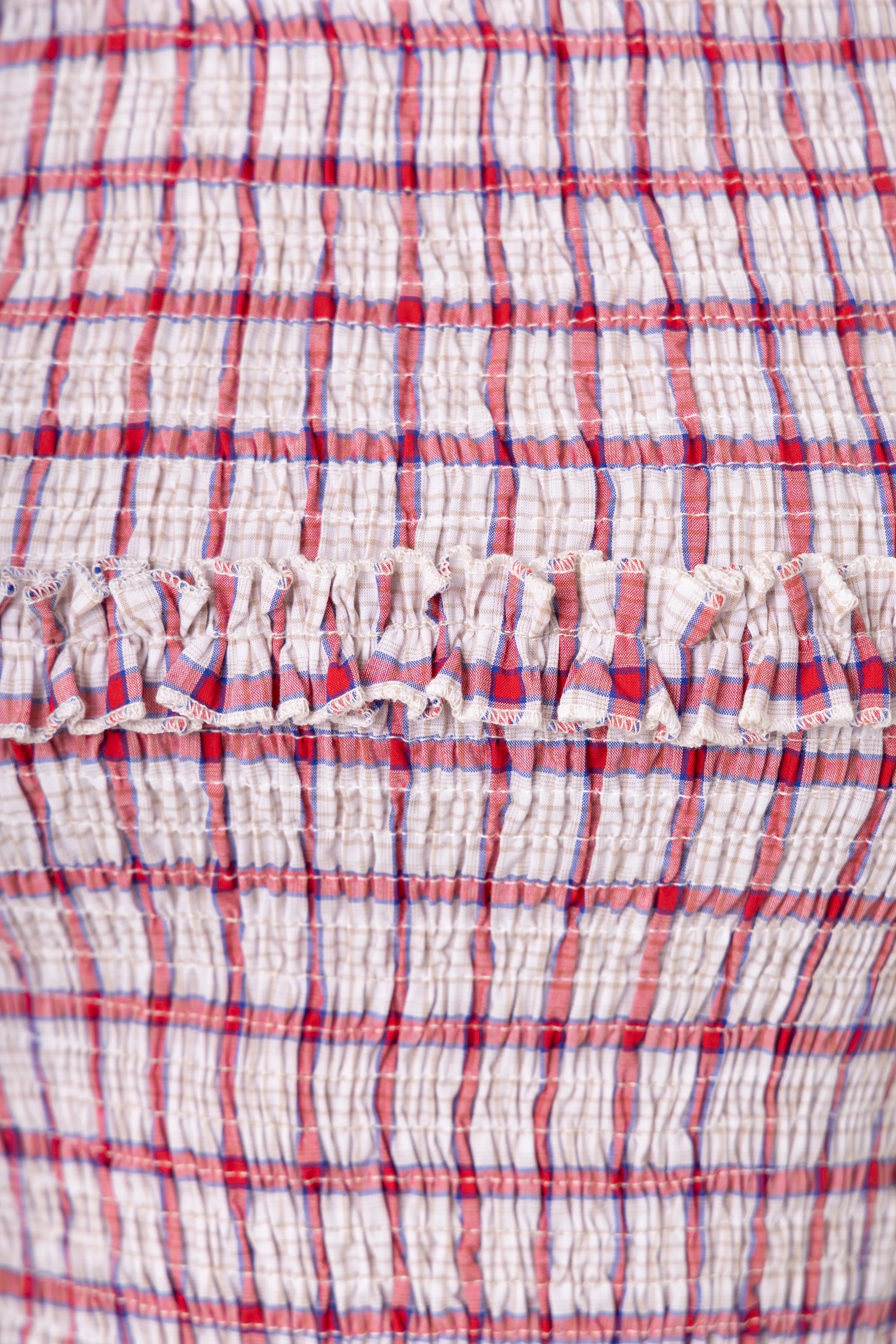 Mona Smocked Top In Red & White Windowpane Check sold by AMYLYNN product image thumbnail 5