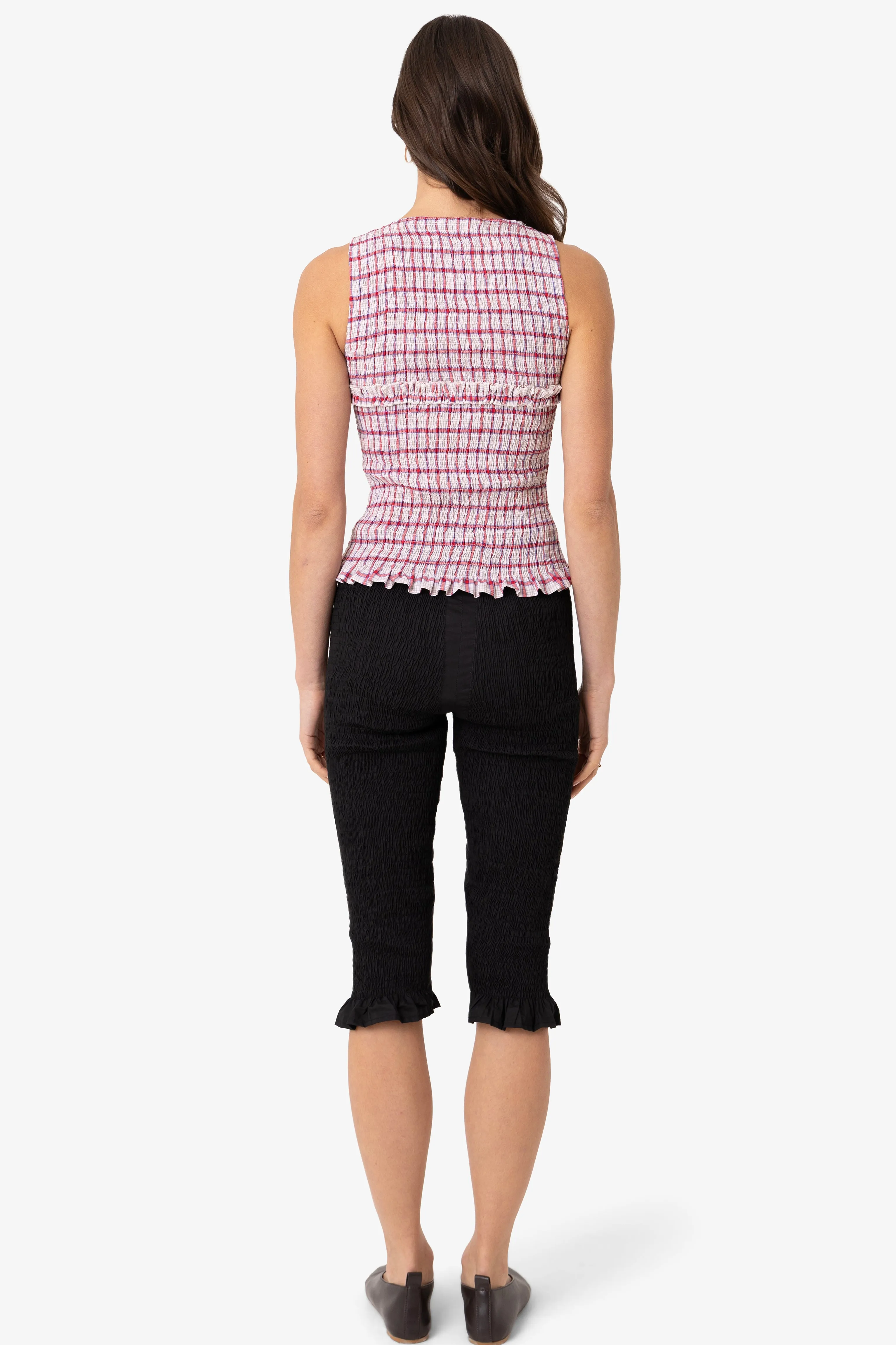 Mona Smocked Top In Red & White Windowpane Check sold by AMYLYNN product image thumbnail 2