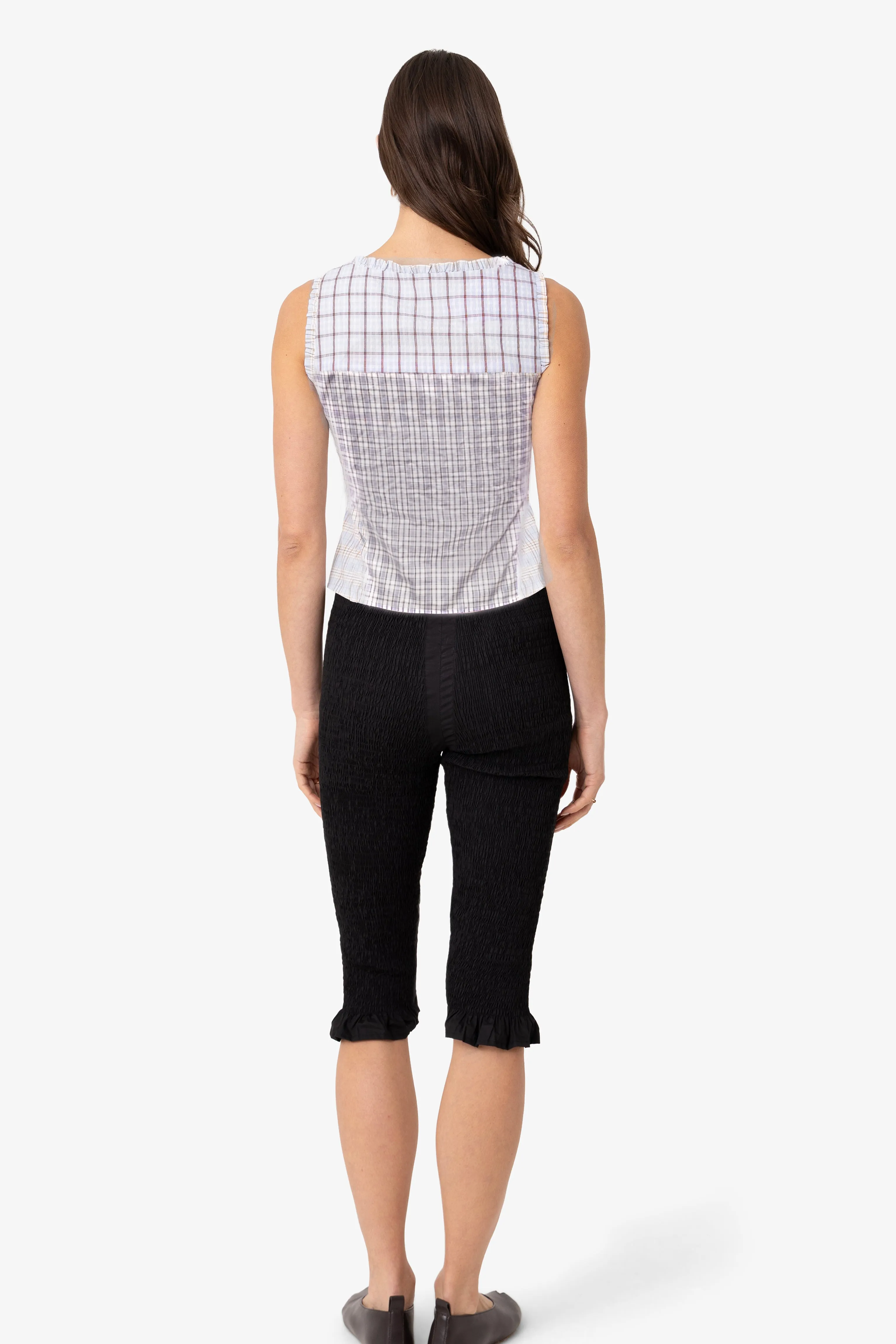 Brittany Multi Check Cotton Blend Frill Top sold by AMYLYNN product image thumbnail 5