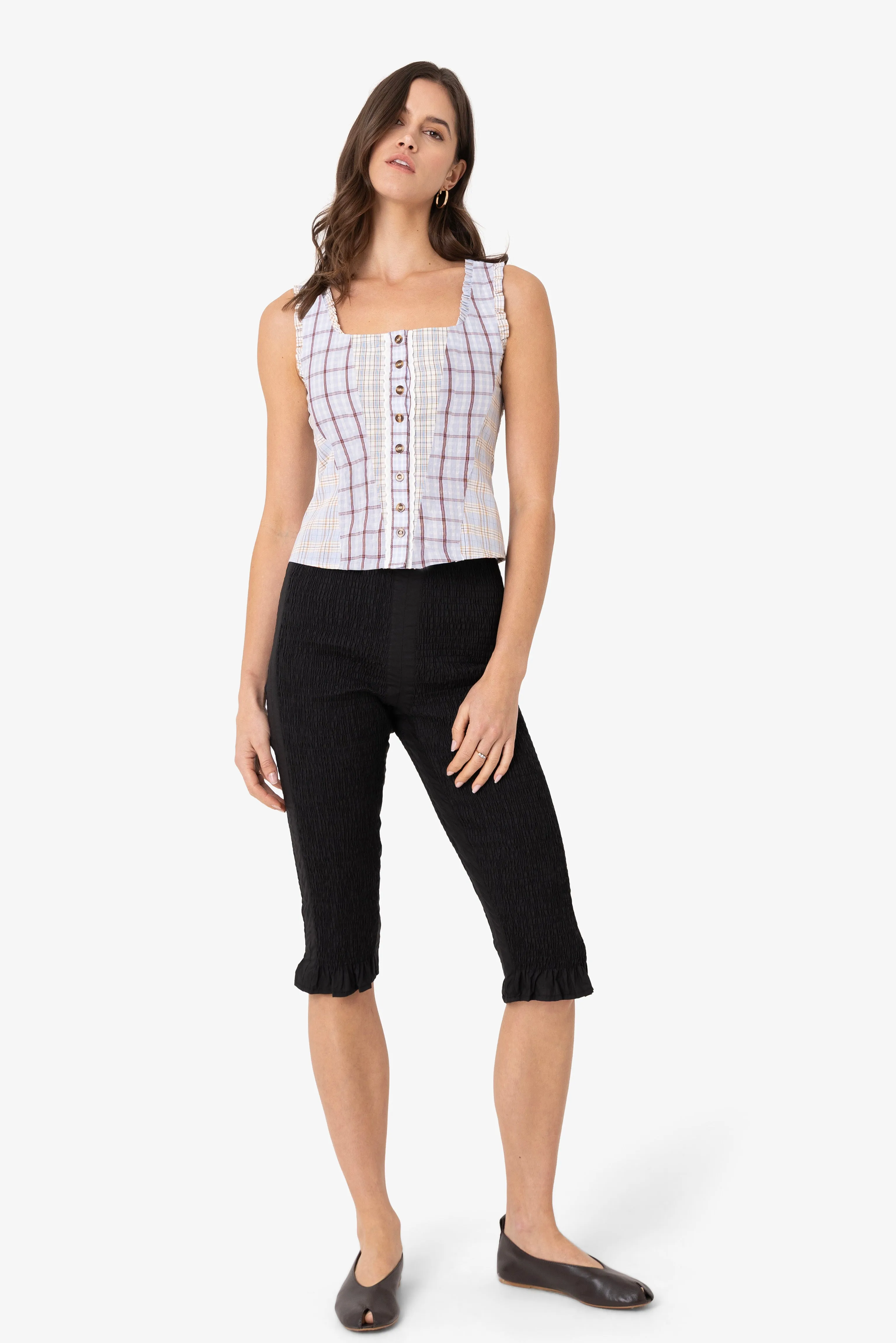Brittany Multi Check Cotton Blend Frill Top sold by AMYLYNN product image thumbnail 4