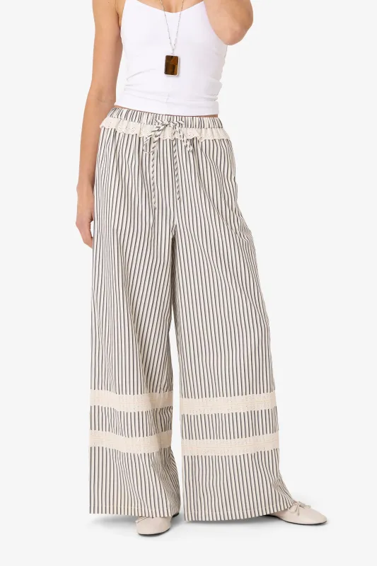 Sloane Stripe Cotton Wide Leg Trousers made by AMYLYNN