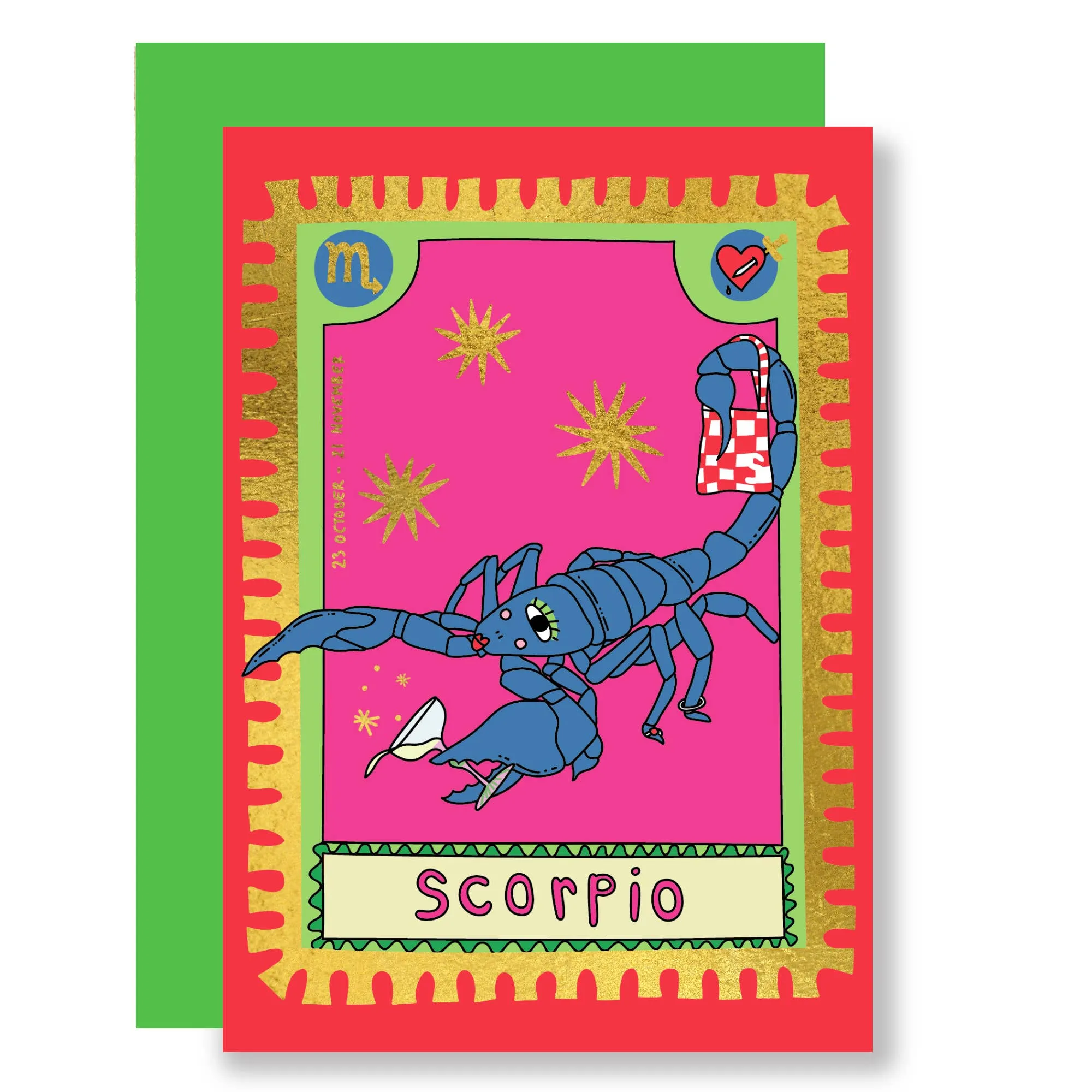Zodiac- Scorpio - gold foil greeting card sold by Masato Jones