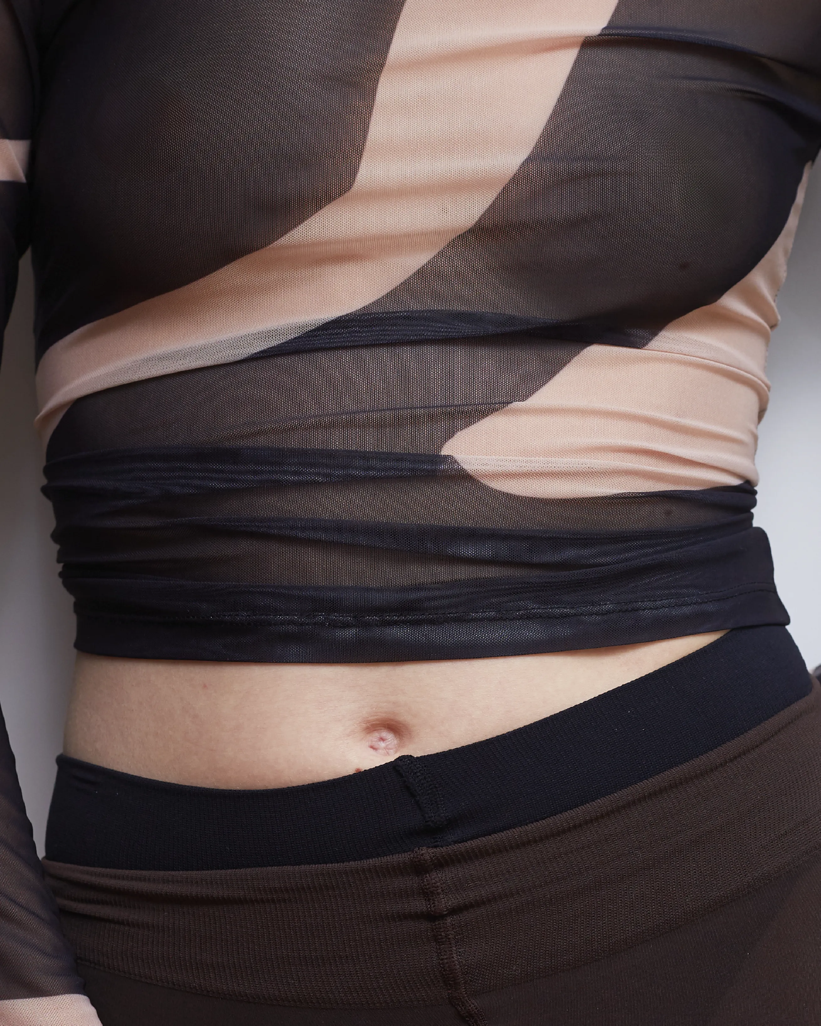 Black & Nude Mesh Top sold by Saemdi product image thumbnail 4