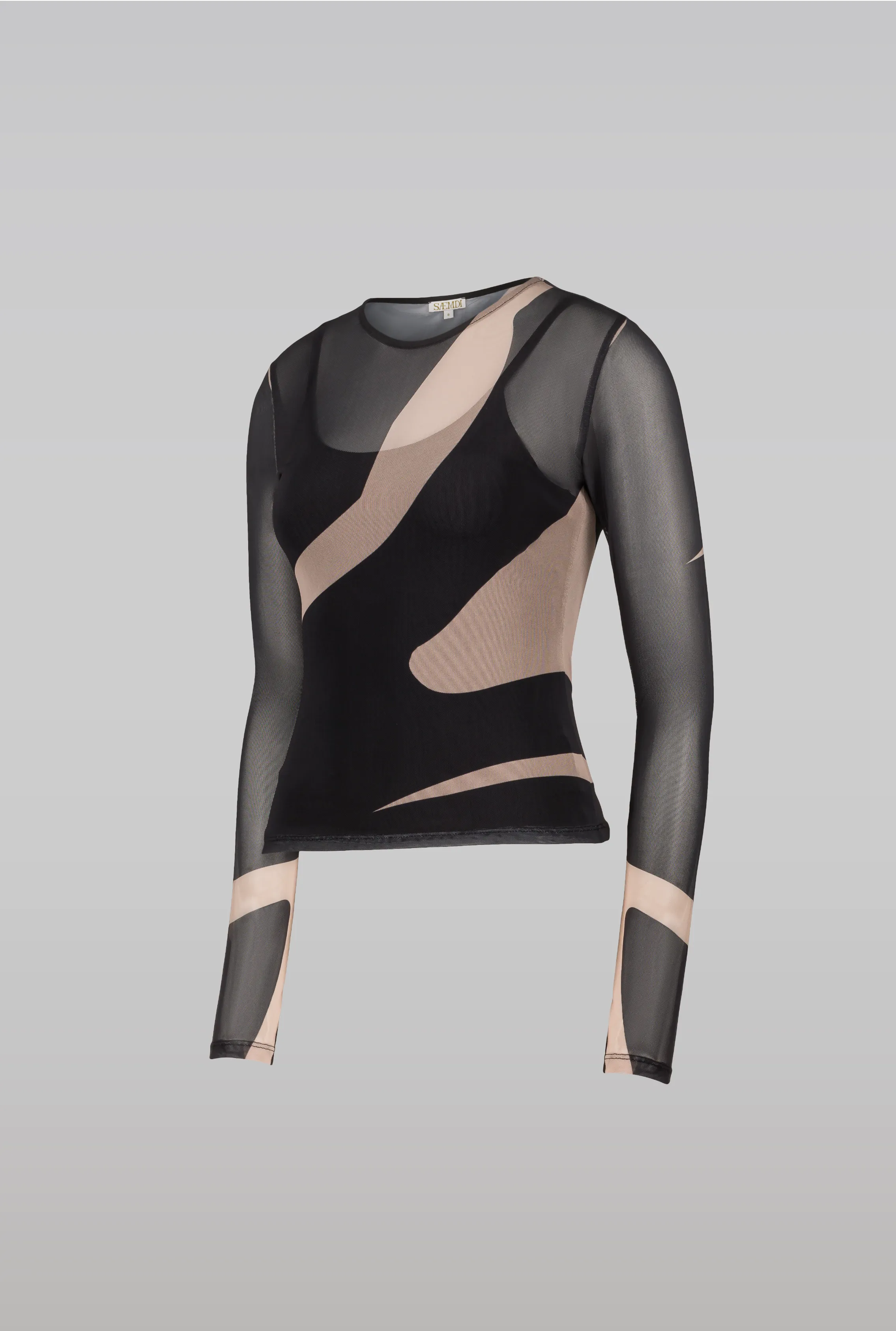Black & Nude Mesh Top sold by Saemdi product image thumbnail 3