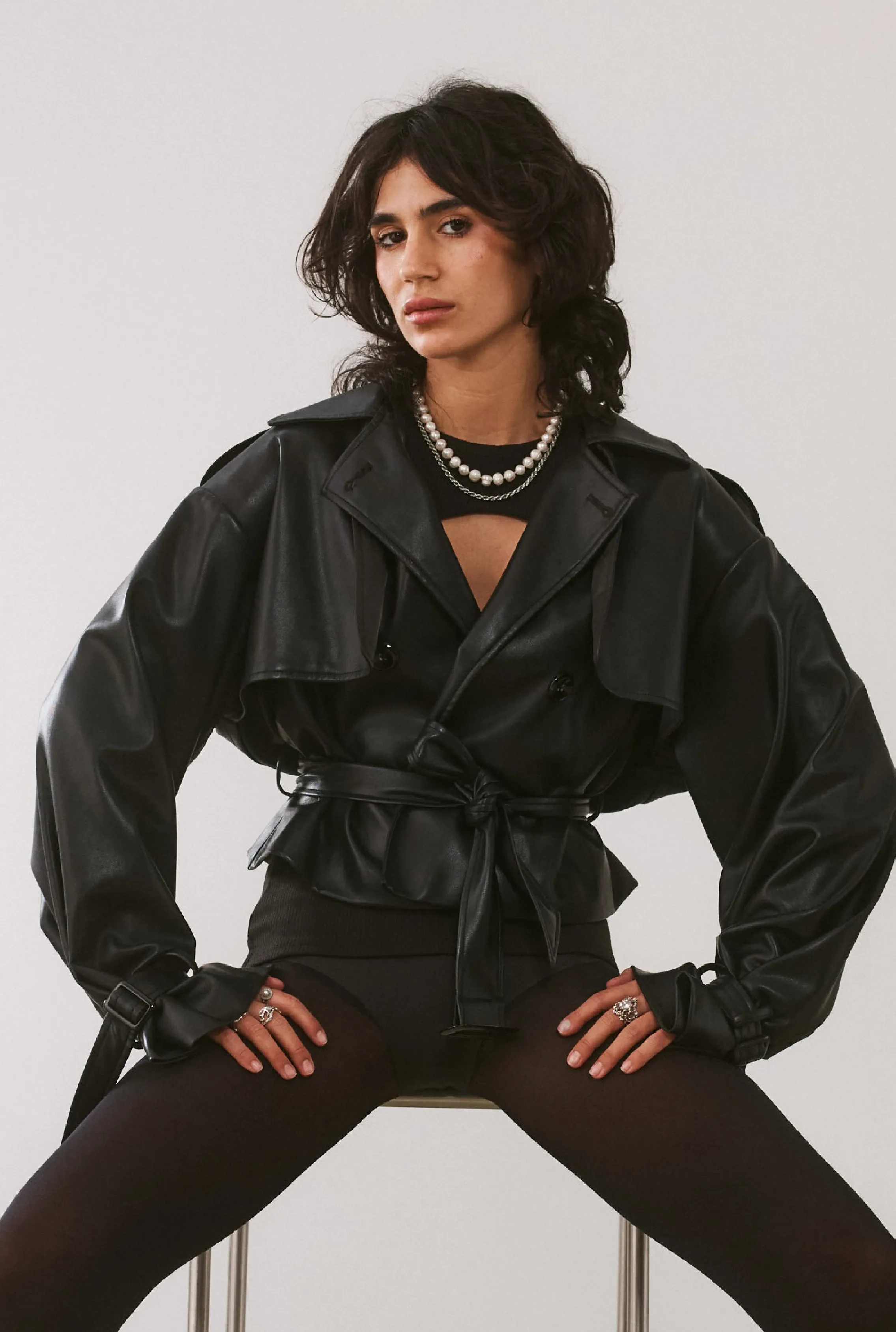 KAI CROPPED PU TRENCH sold by Saemdi product image thumbnail 2