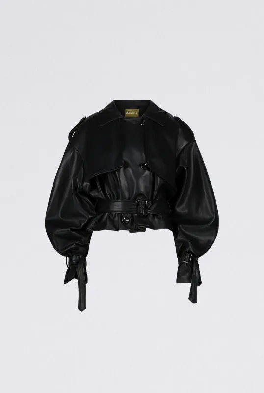 KAI CROPPED PU TRENCH made by Saemdi