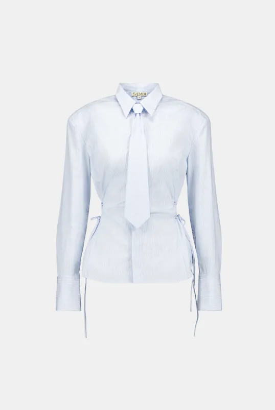 THIA STRIPE BUTTON UP SHIRT made by Saemdi
