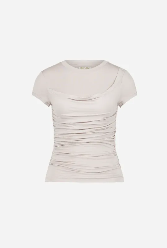 HELIA DRAPED JERSEY TOP made by Saemdi