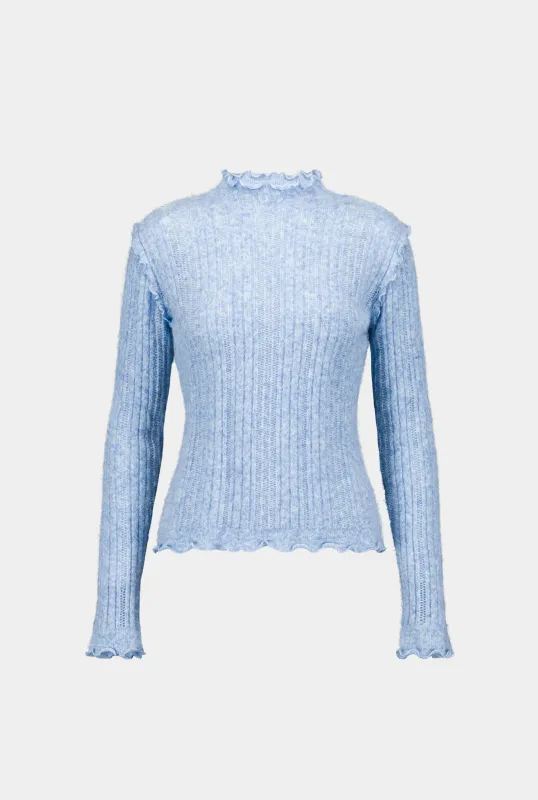PIA FRILL MOCK NECK KNIT made by Saemdi