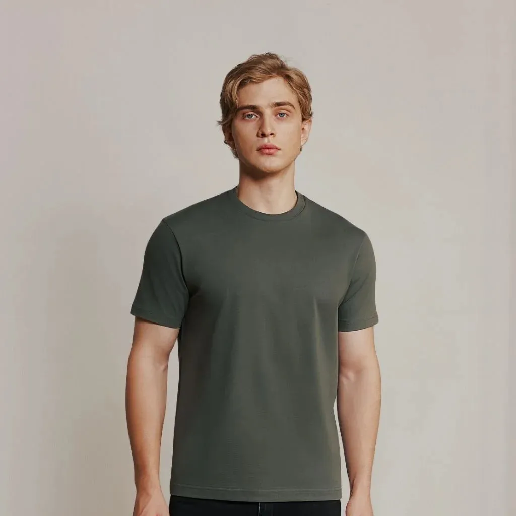 MILITARY GREEN LOOPWHEELED T-SHIRT sold by Raised by Society product image thumbnail 3