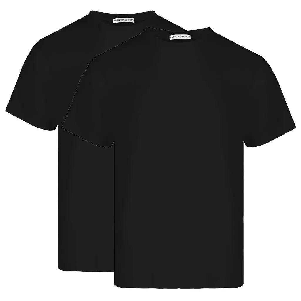 BLACK LOOPWHEELED T-SHIRT 2-PACK sold by Raised by Society