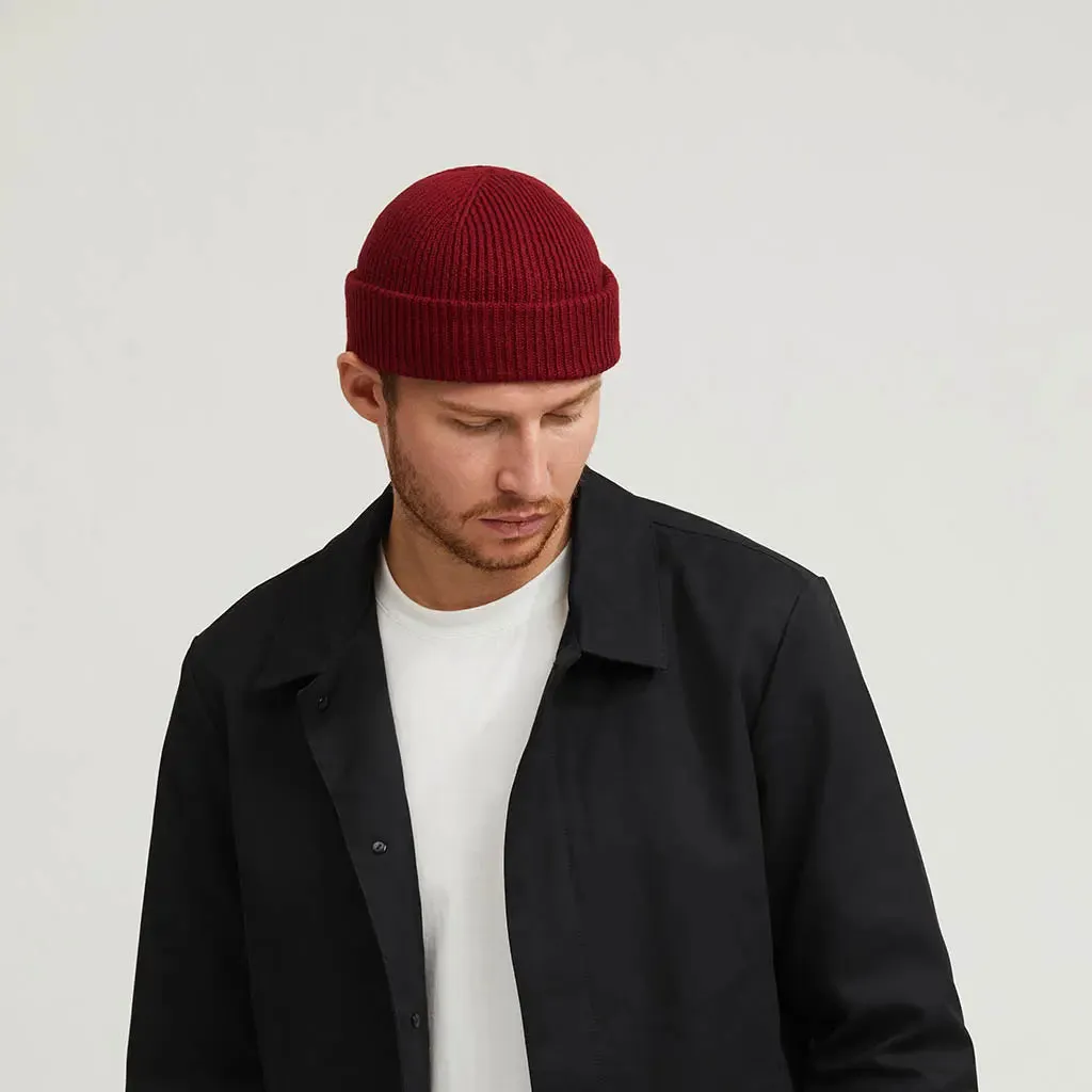 WINE RED SHORT BEANIE sold by Raised by Society product image thumbnail 4