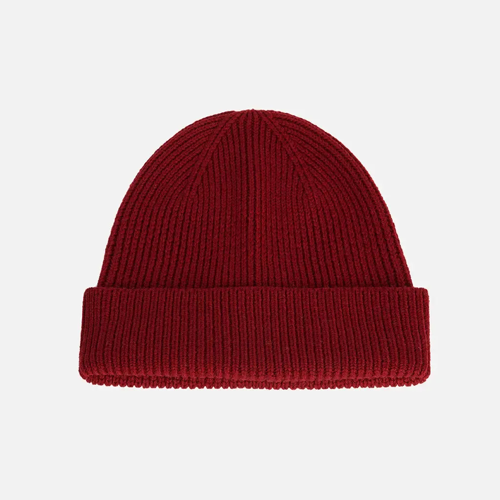 WINE RED SHORT BEANIE sold by Raised by Society product image thumbnail 5