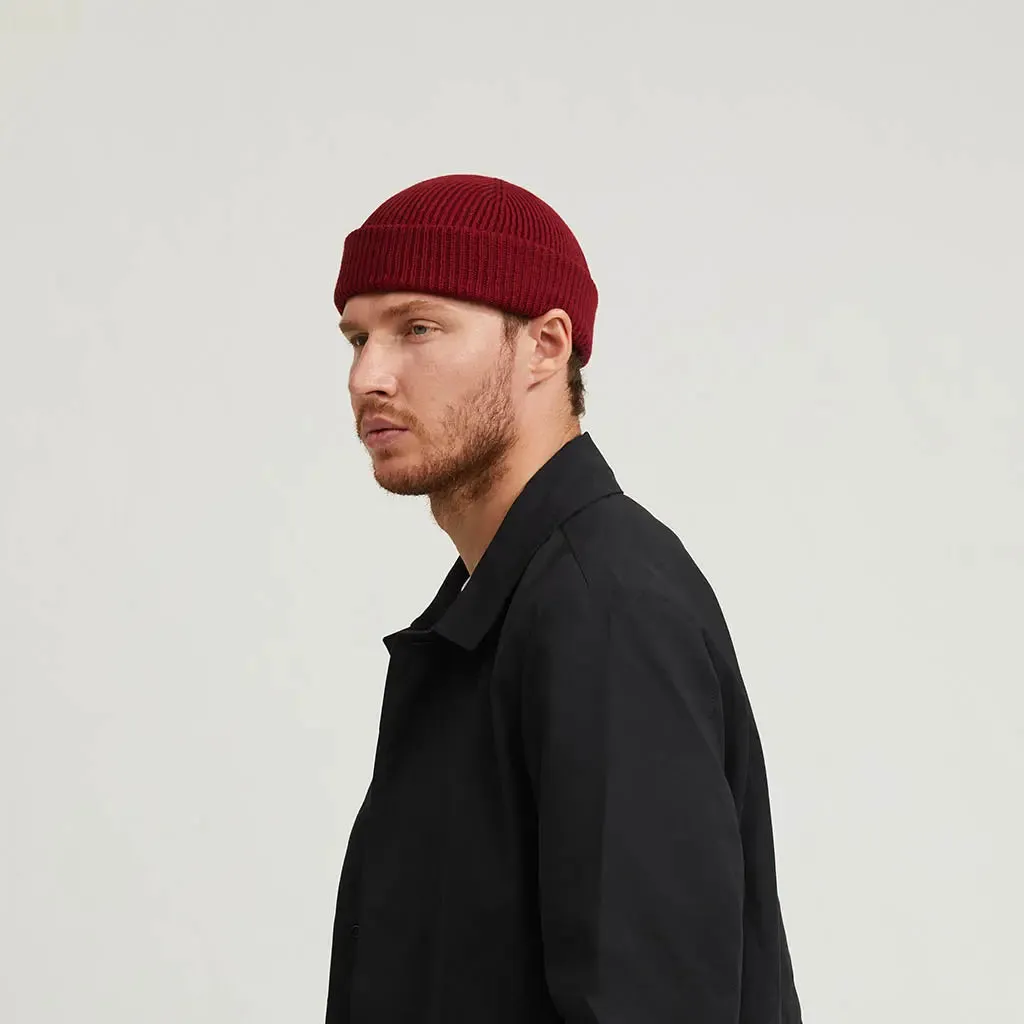 WINE RED SHORT BEANIE sold by Raised by Society product image thumbnail 3