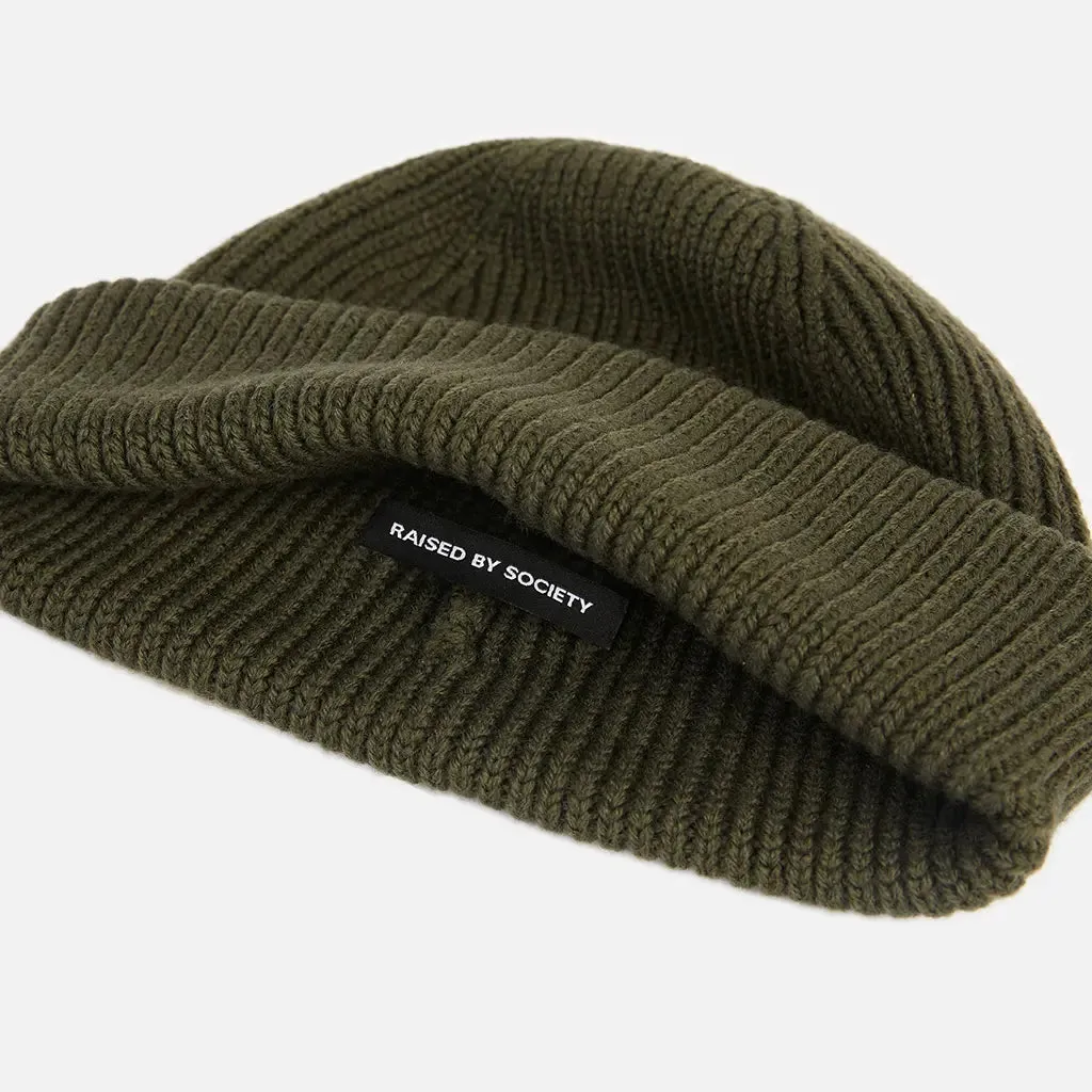 ARMY GREEN SHORT BEANIE sold by Raised by Society product image thumbnail 2