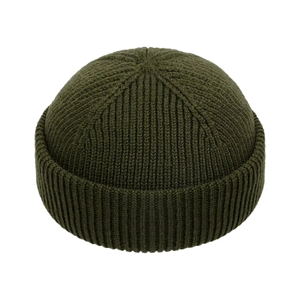 ARMY GREEN SHORT BEANIE sold by Raised by Society