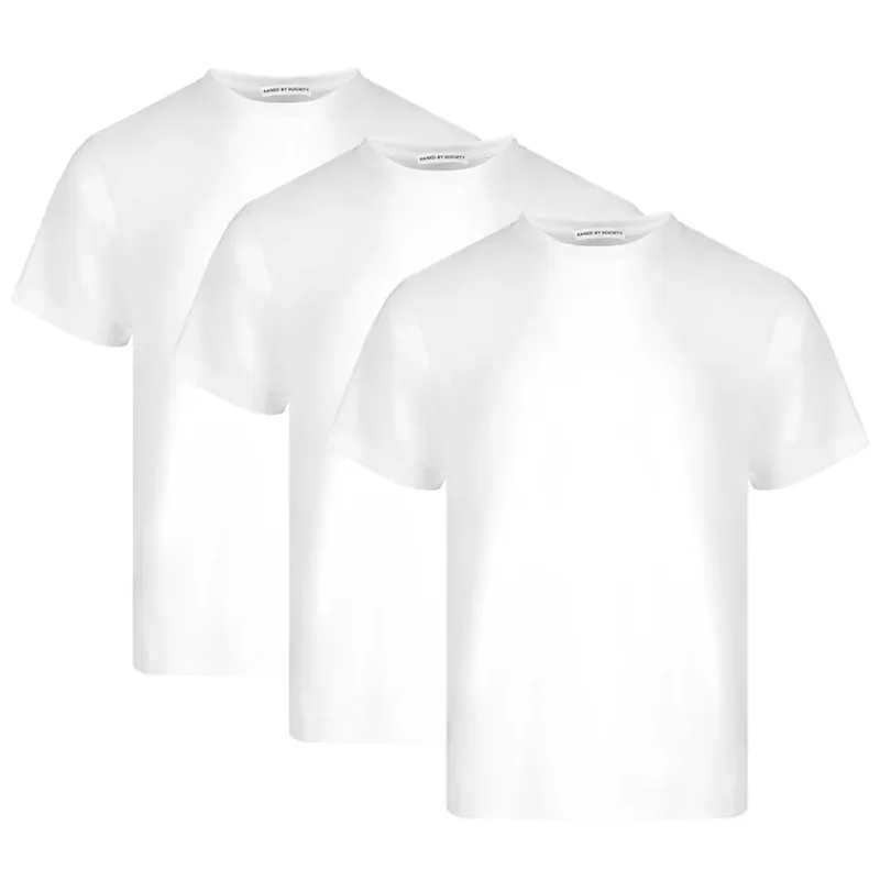 WHITE LOOPWHEELED T-SHIRT 3-PACK made by Raised by Society