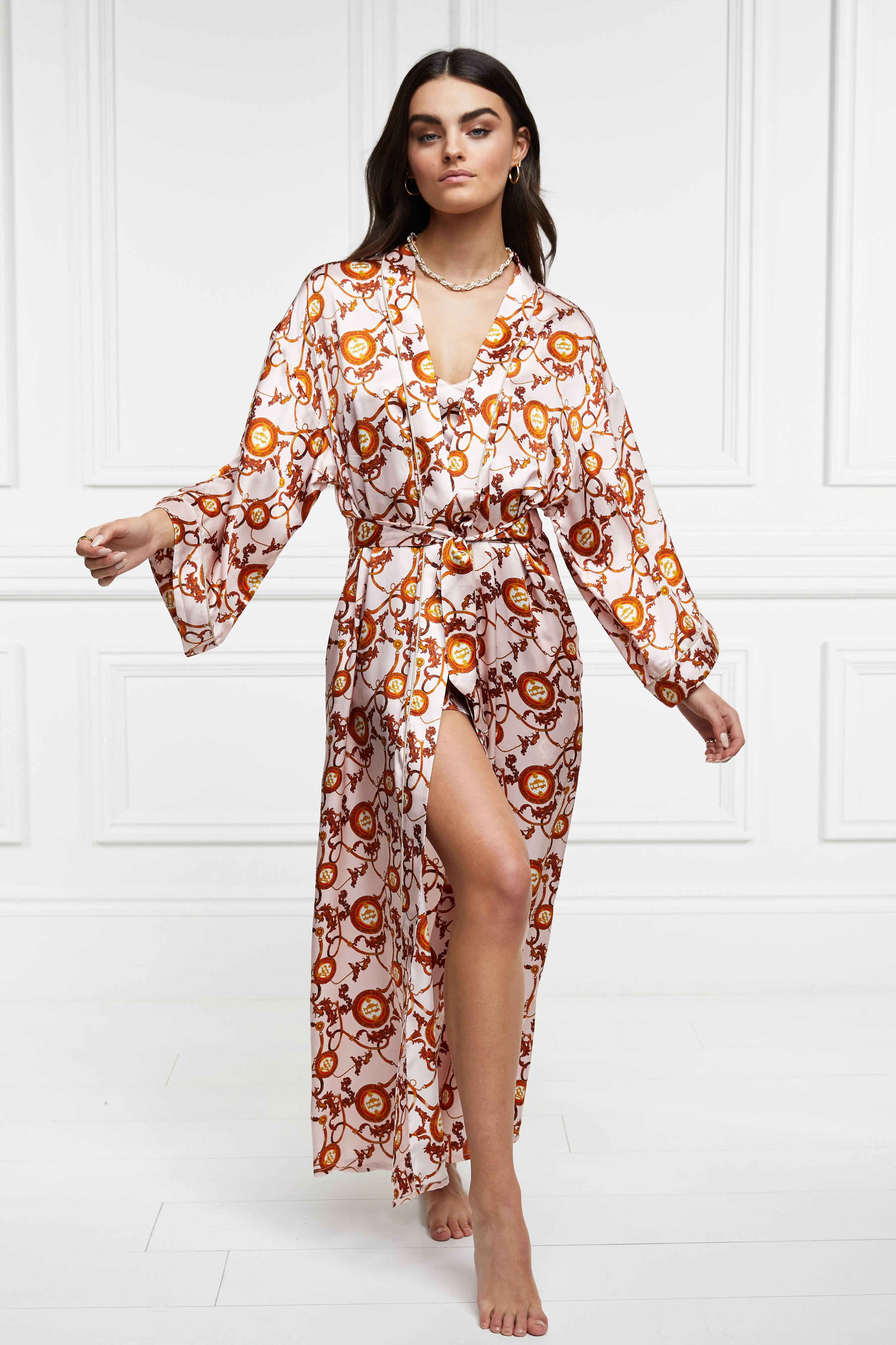 Silk Full Length Dressing Gown (Blush) sold by Holland Cooper