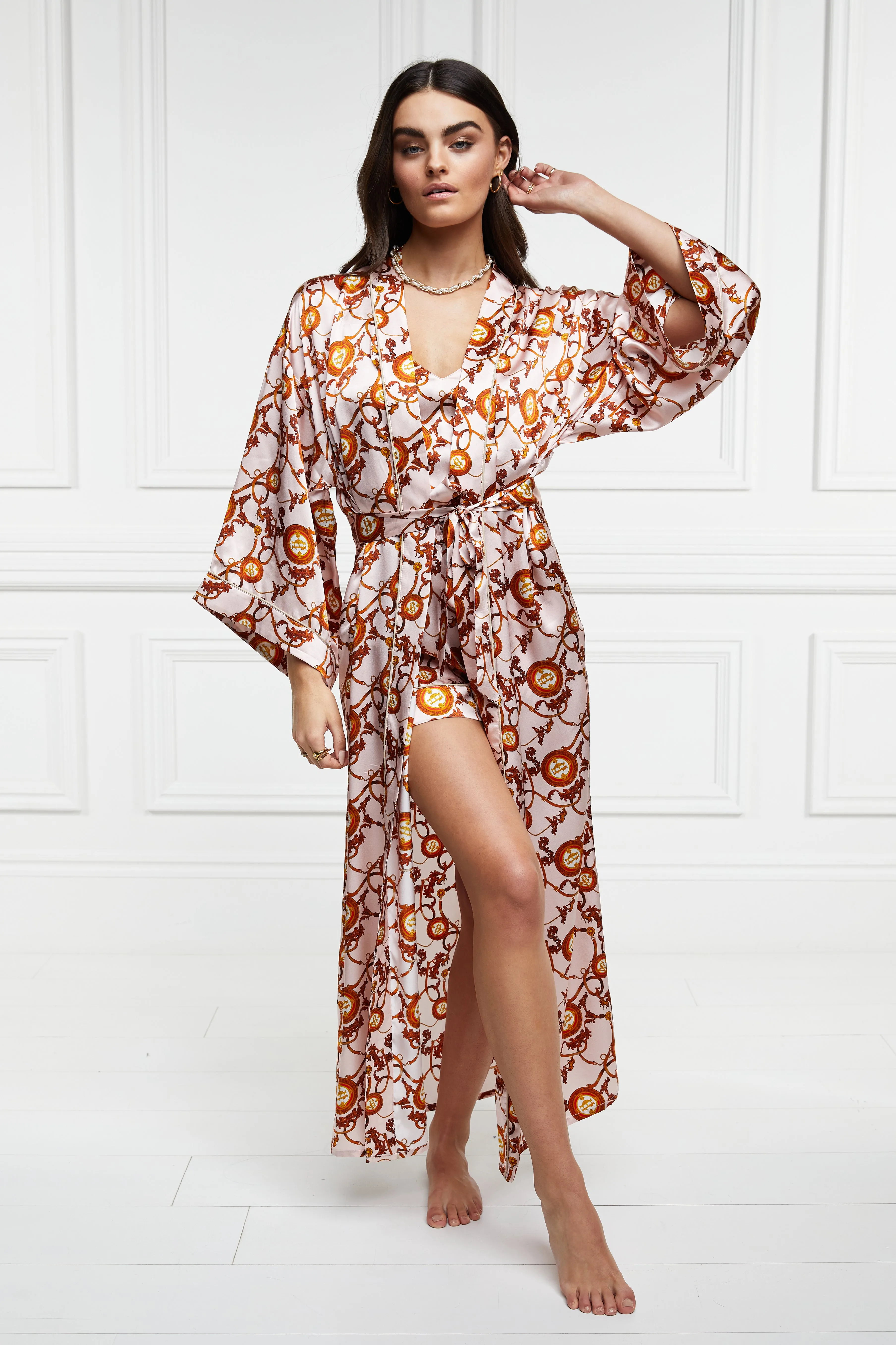 Silk Full Length Dressing Gown (Blush) sold by Holland Cooper product image thumbnail 3