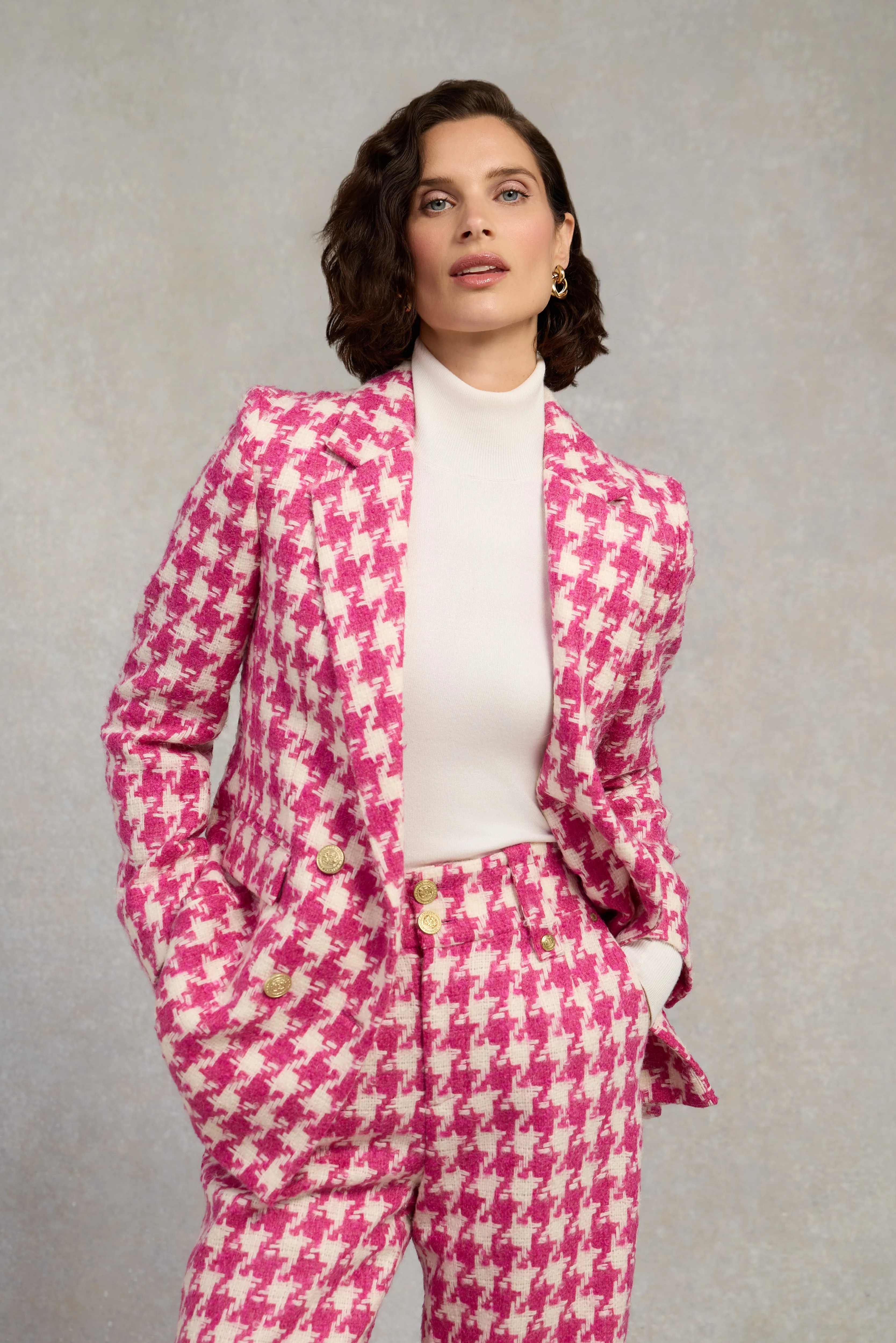 Double Breasted Blazer (Hot Pink Large Scale Houndstooth) sold by Holland Cooper product image thumbnail 2