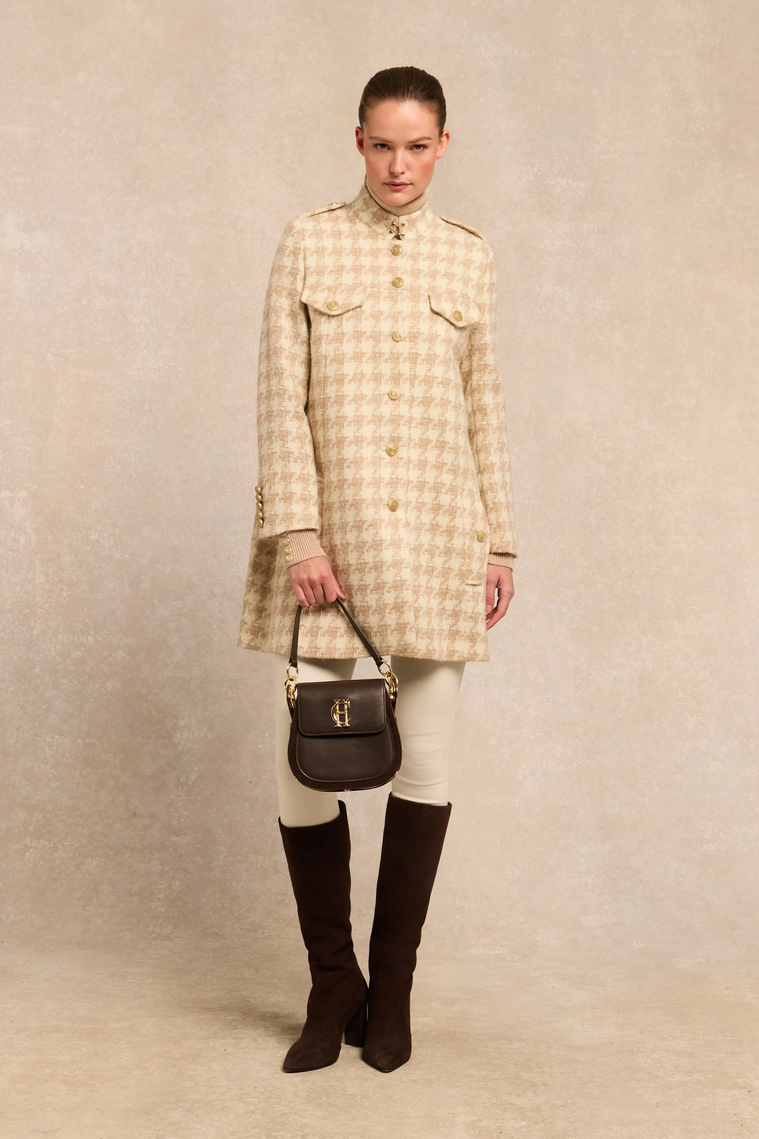 Highbury Cape Coat (Camel Houndstooth) sold by Holland Cooper product image thumbnail 5