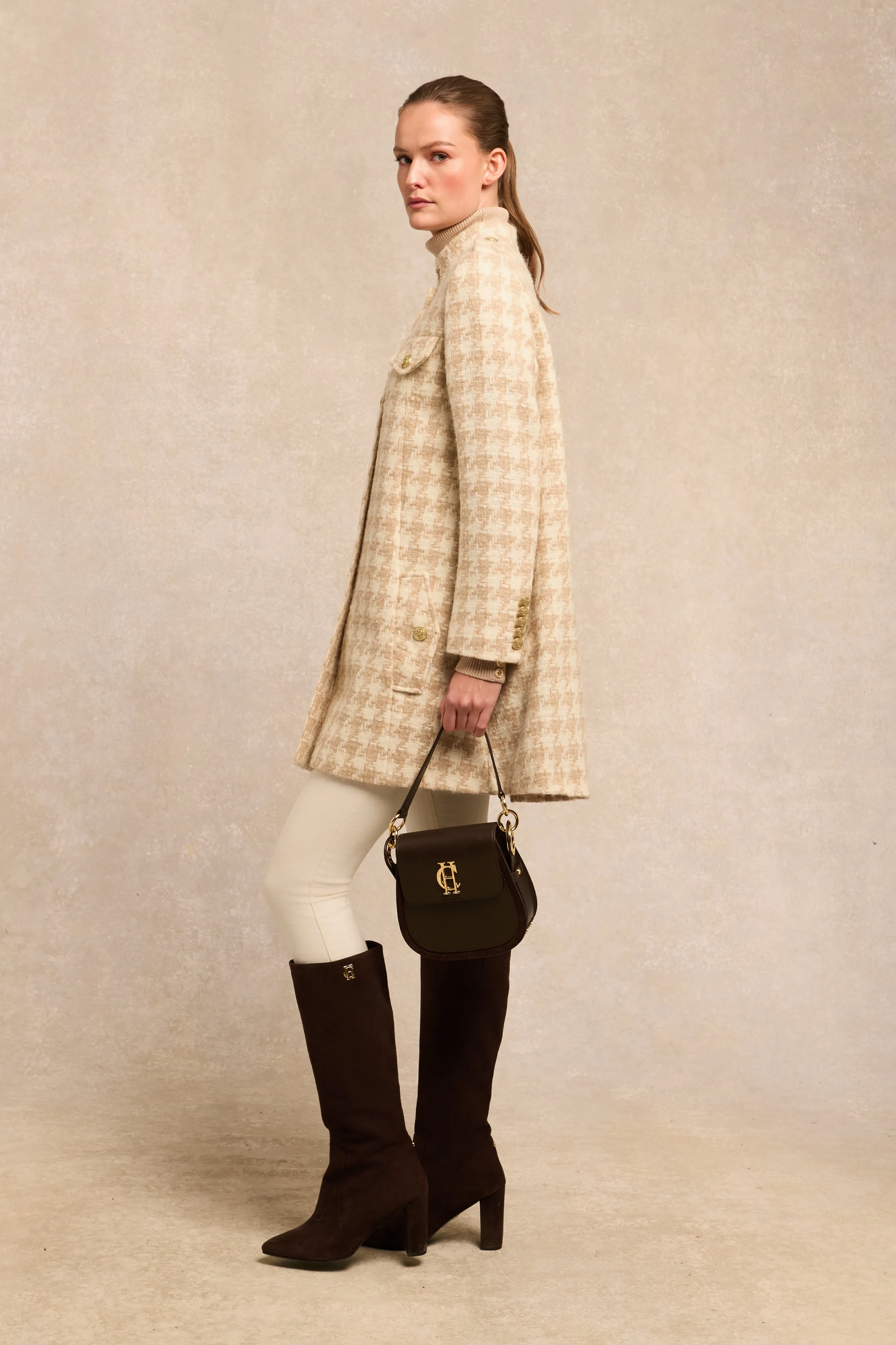 Highbury Cape Coat (Camel Houndstooth) sold by Holland Cooper product image thumbnail 2