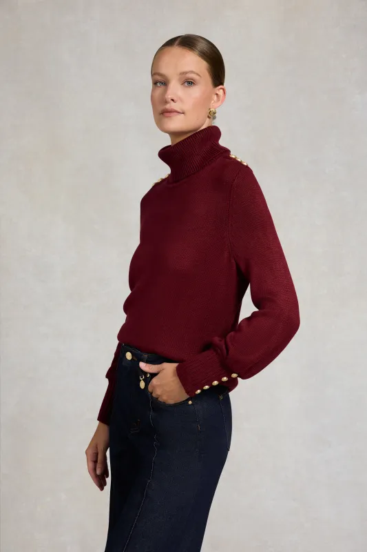 Chamonix Roll Neck Knit (Wine) made by Holland Cooper