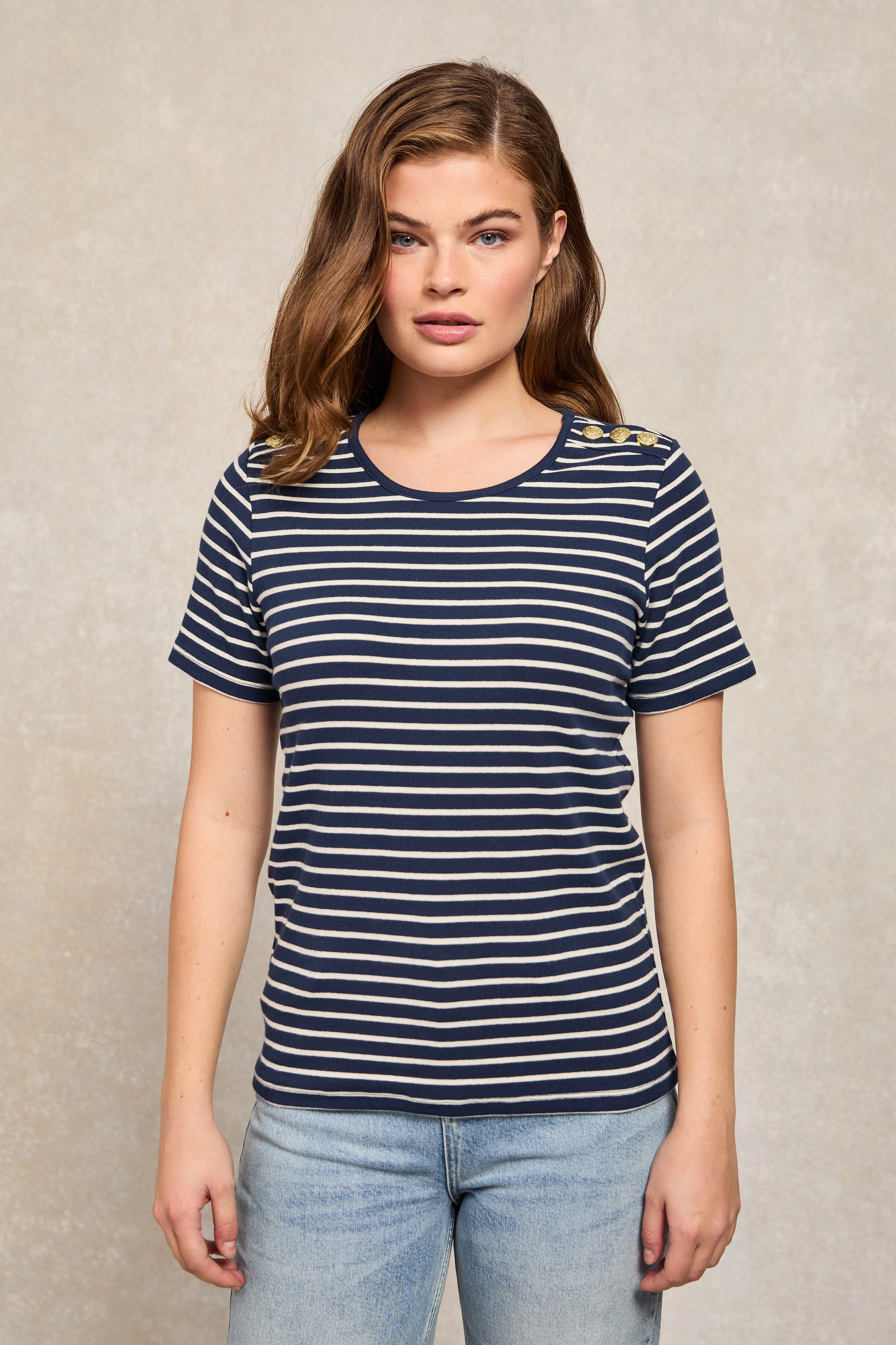 Padstow Crew Neck Tee (Ink Navy Natural Stripe) sold by Holland Cooper product image thumbnail 3