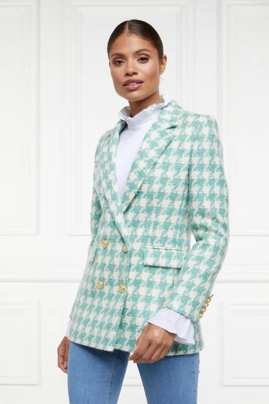 Double Breasted Blazer (Large Scale Teal Houndstooth) made by Holland Cooper