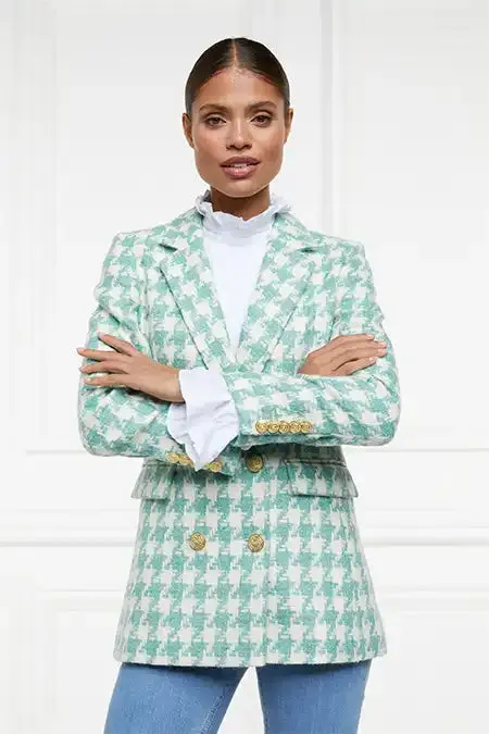 Double Breasted Blazer (Large Scale Teal Houndstooth) sold by Holland Cooper product image thumbnail 5