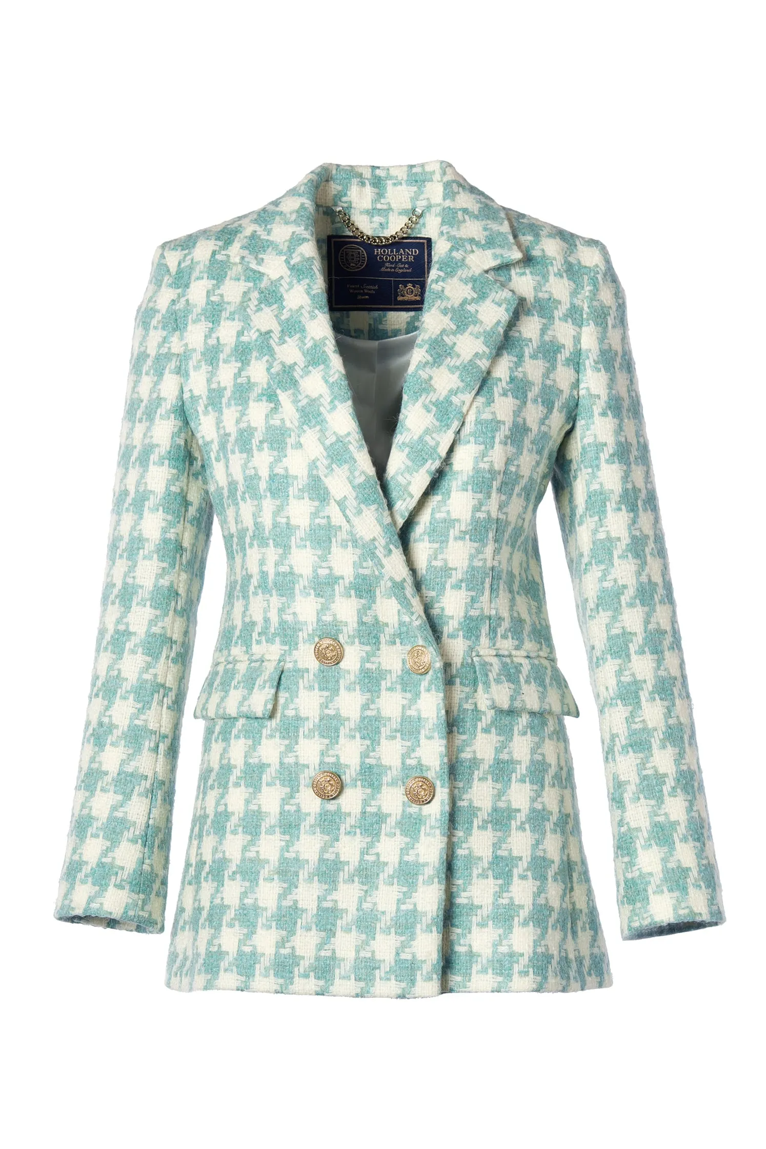 Double Breasted Blazer (Large Scale Teal Houndstooth) sold by Holland Cooper product image thumbnail 4