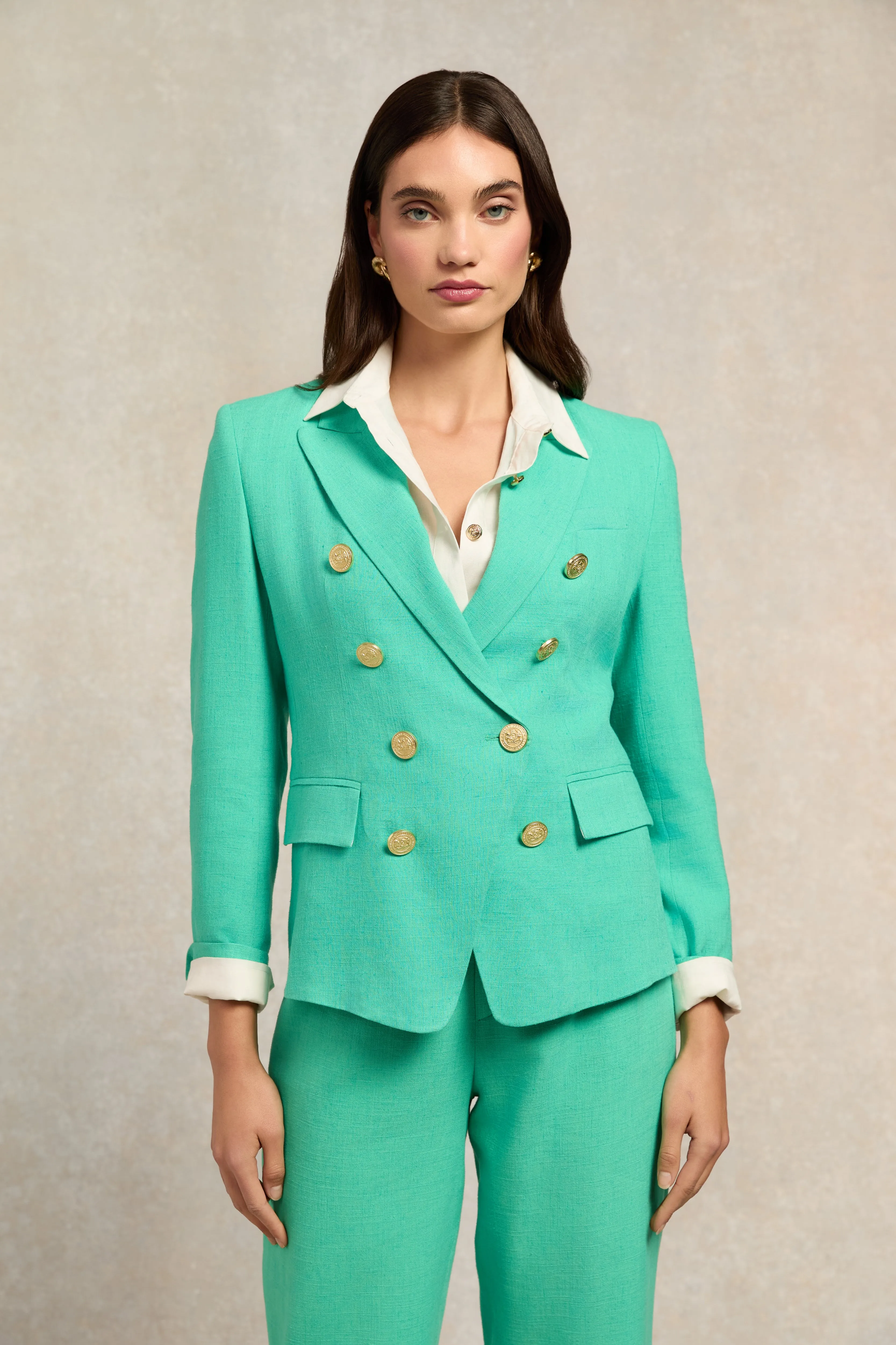 Knightsbridge Blazer (Jade Linen) sold by Holland Cooper