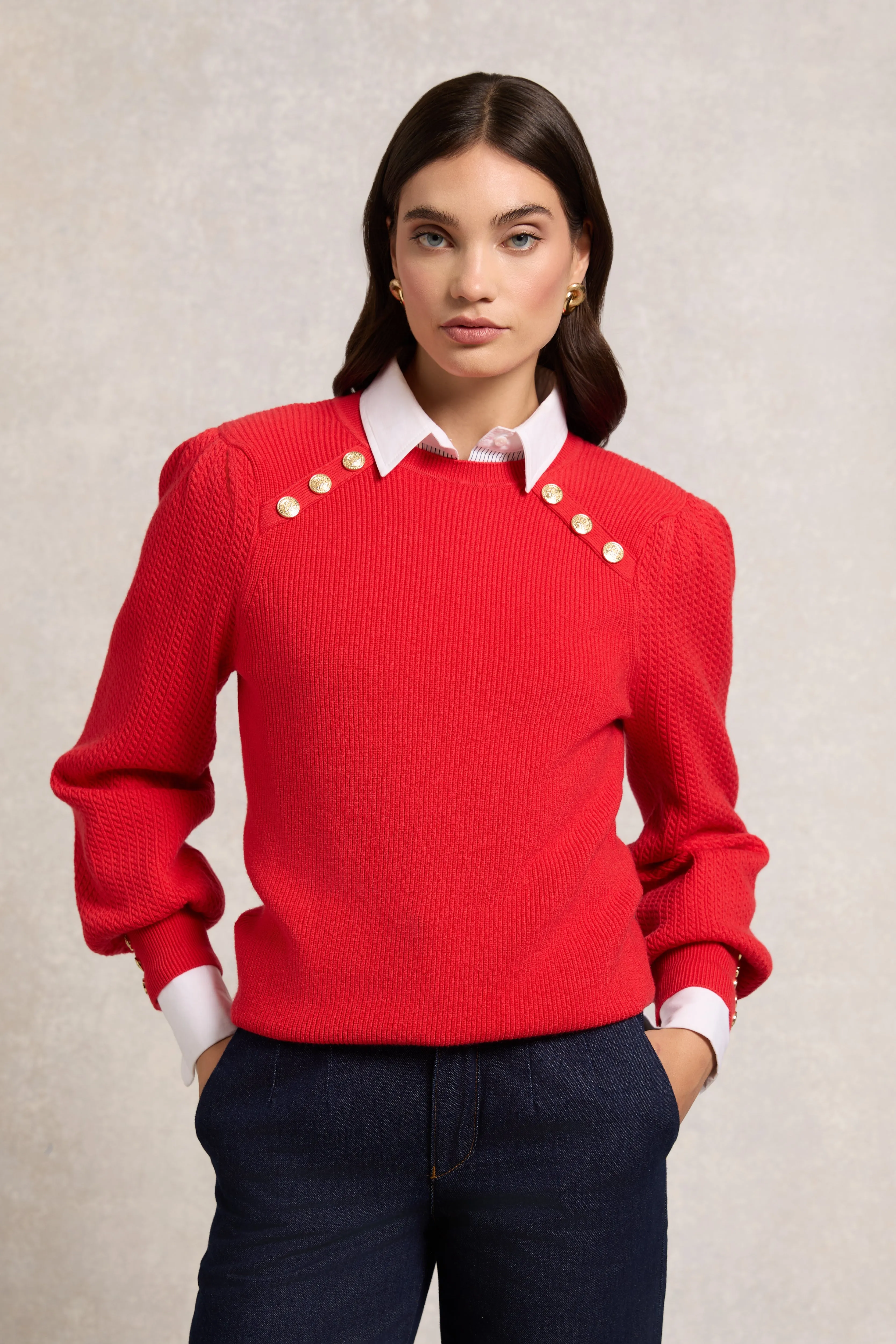 Naomi Crew Neck Knit (Hot Coral) sold by Holland Cooper