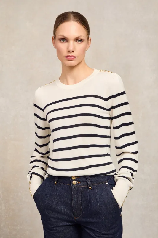 Kelsie Crew Neck Knit (Natural Stripe) made by Holland Cooper